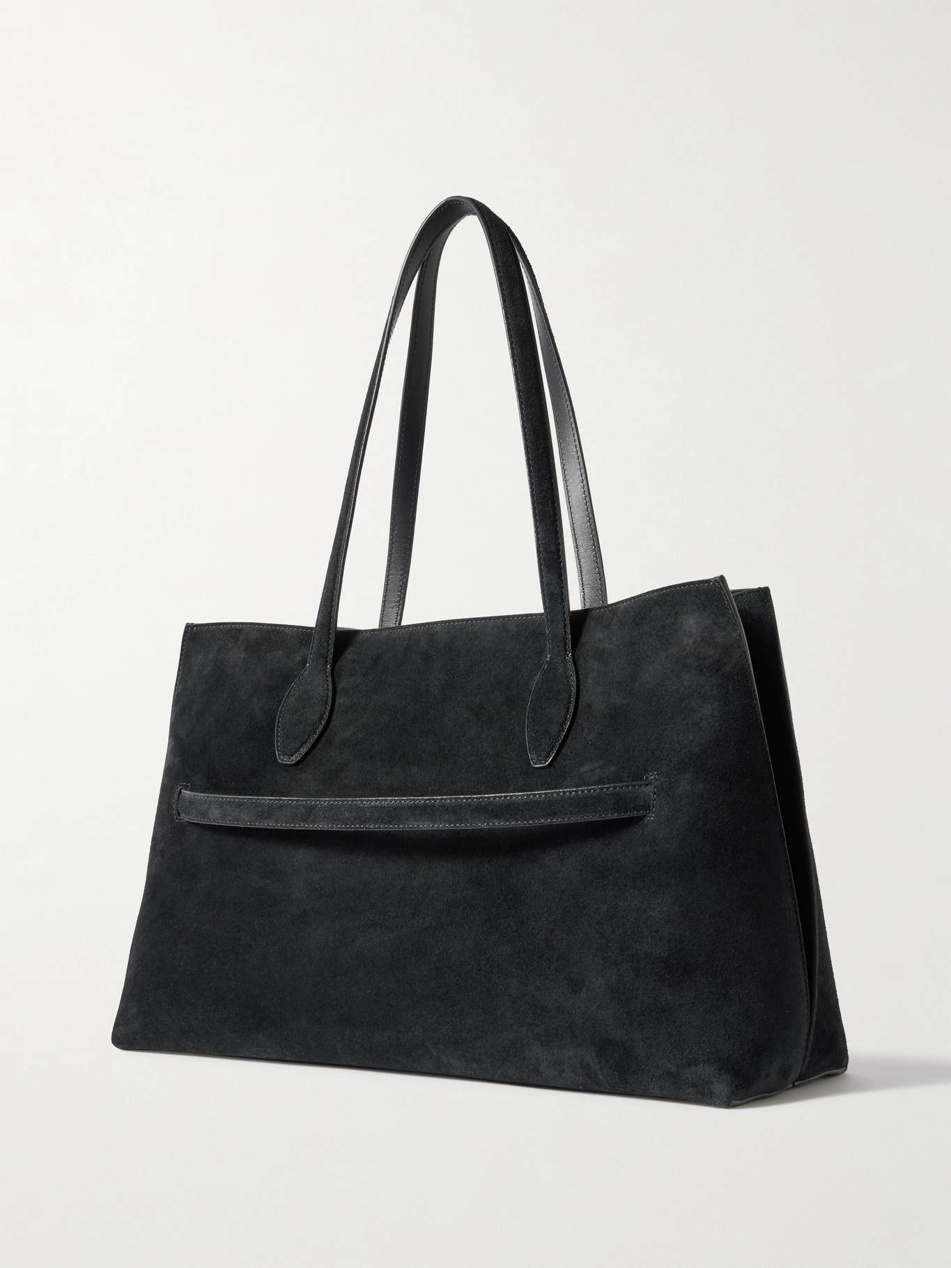 Lounge large leather-trimmed suede tote Black - 3