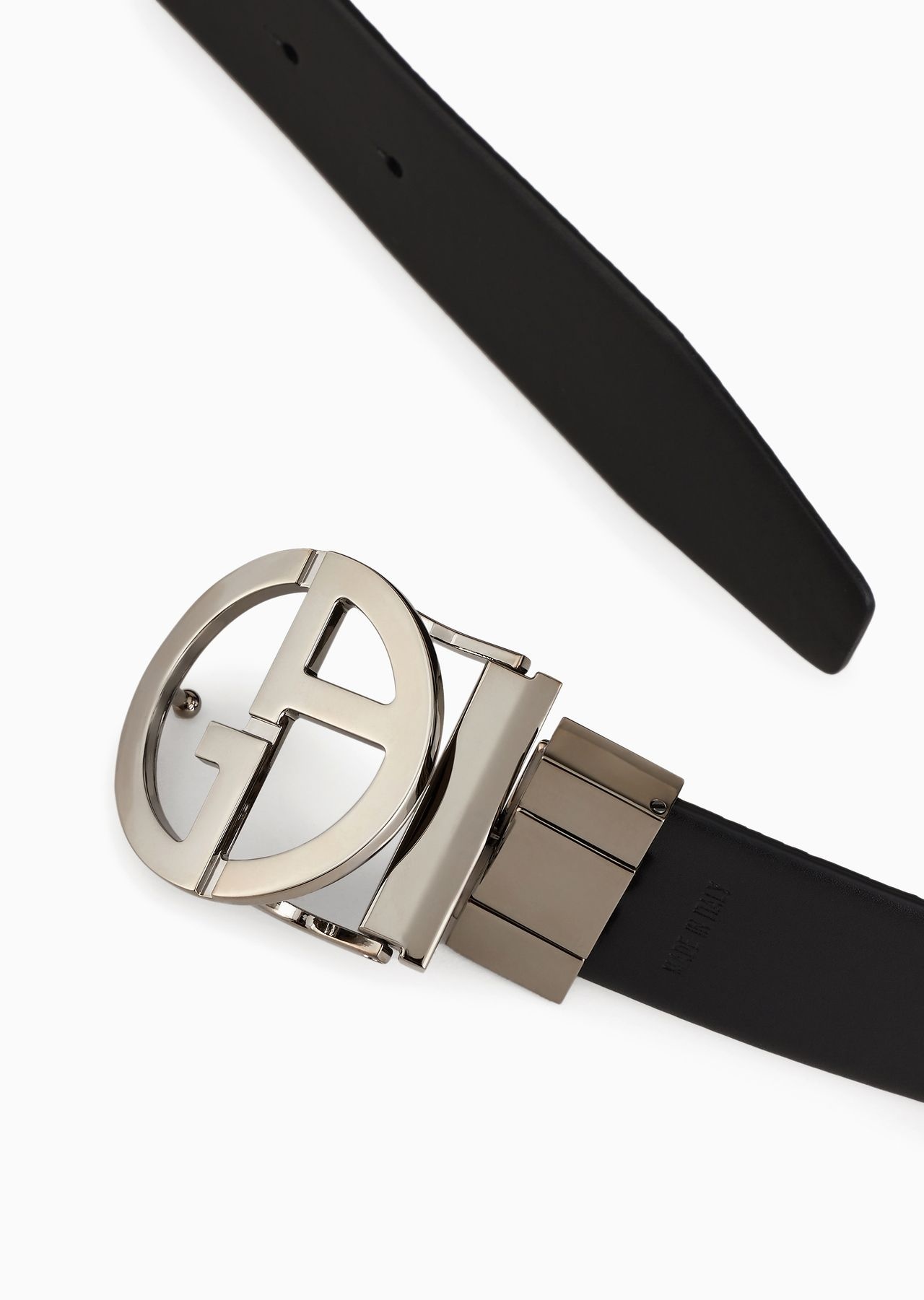 Reversible belt in smooth and pebbled leather - 2