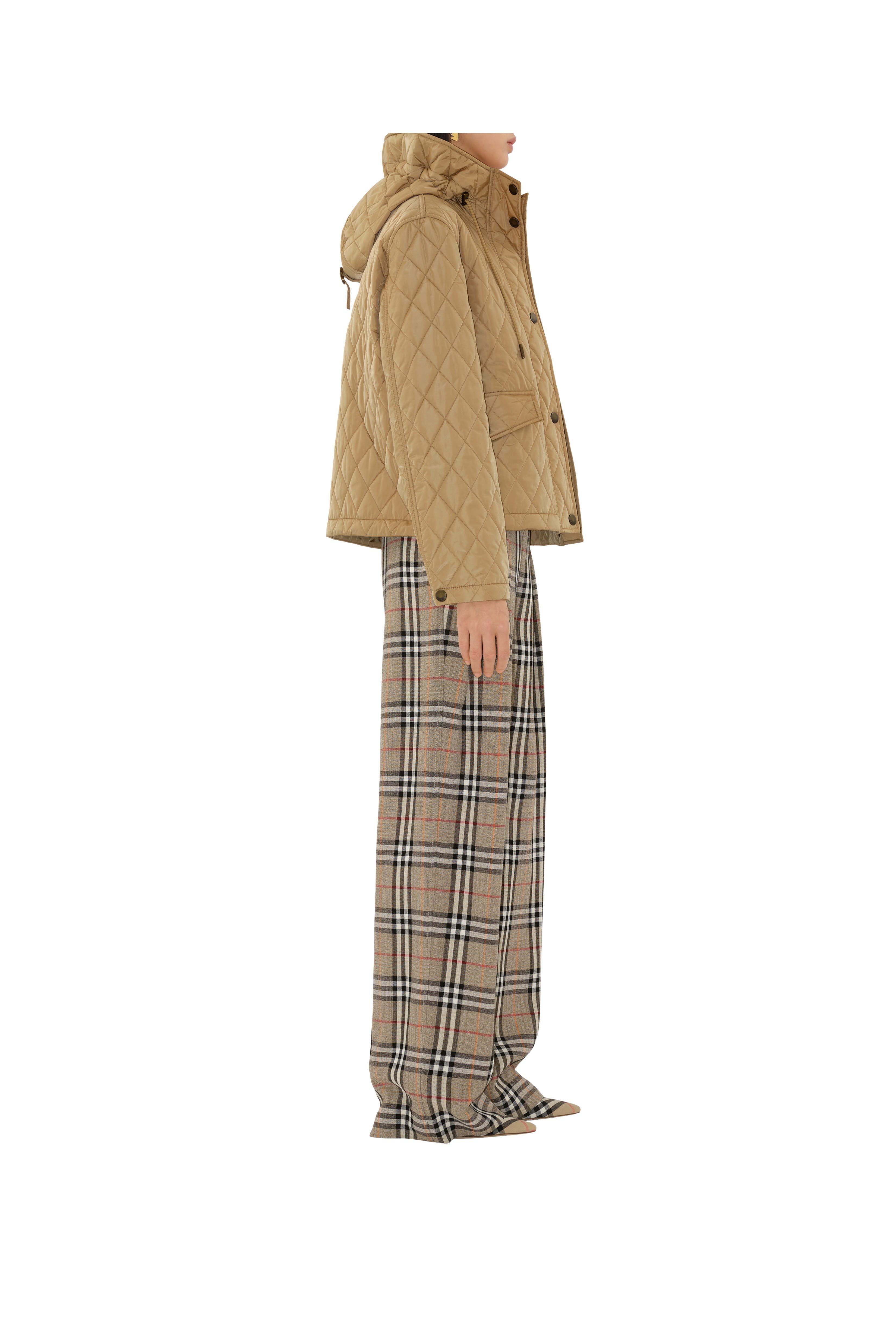 burberry Cropped Quilted Nylon Hooded Jacket in Flax at Nordstrom - 3