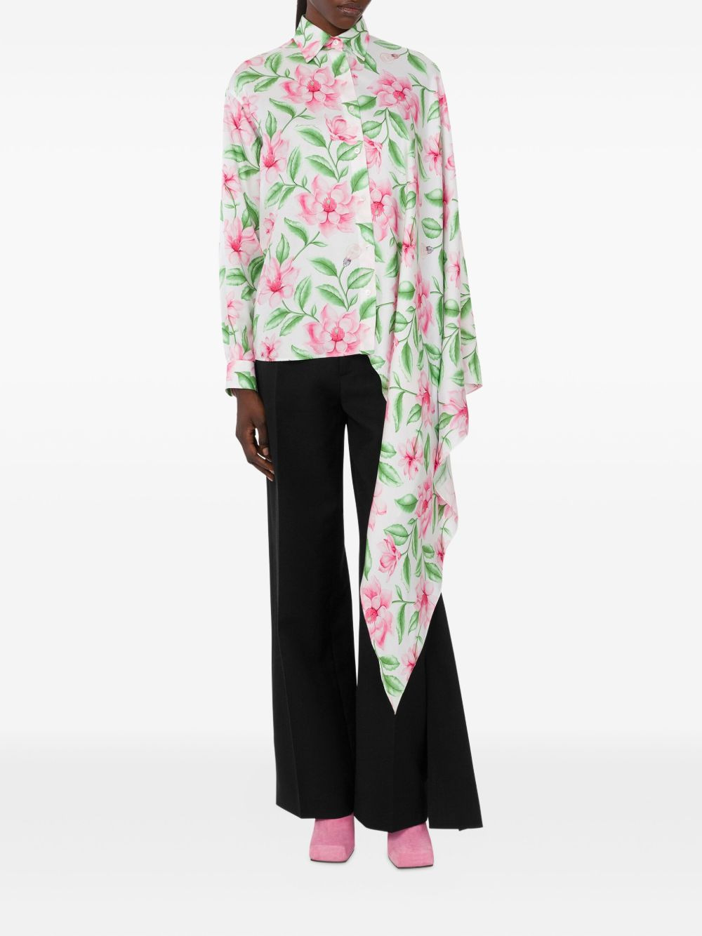 pleated ruffle-detail trousers - 2