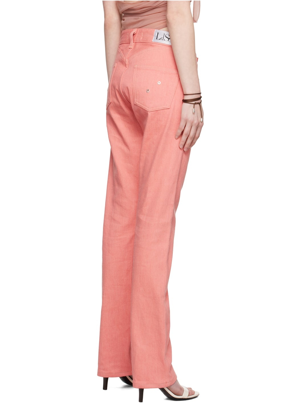 Pink Lace-Up Jeans - 3