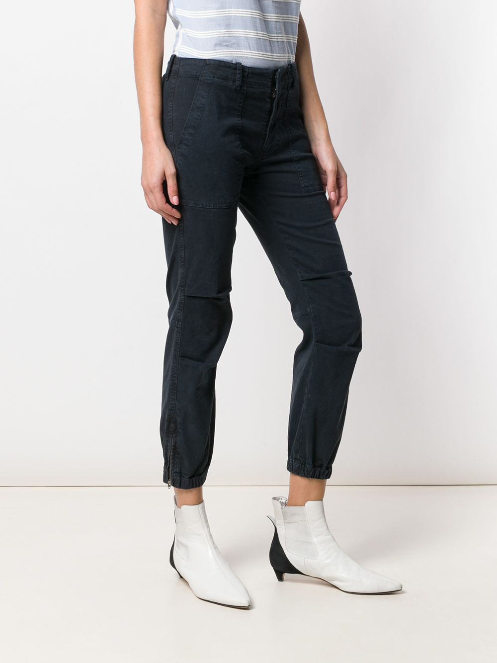 elasticated hem cropped trousers - 3