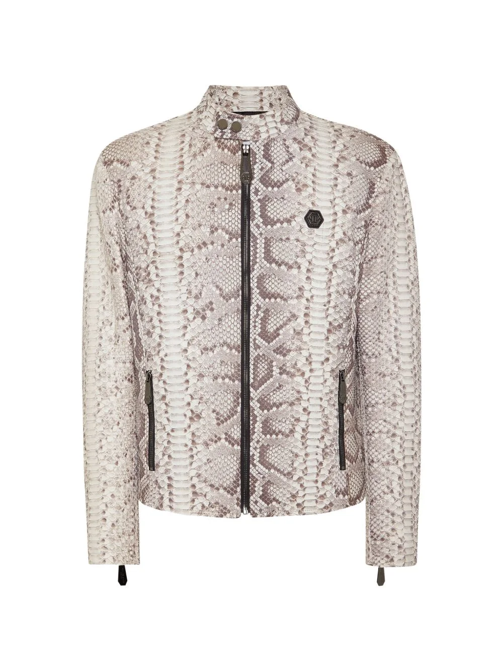 python-leather biker jacket - 1