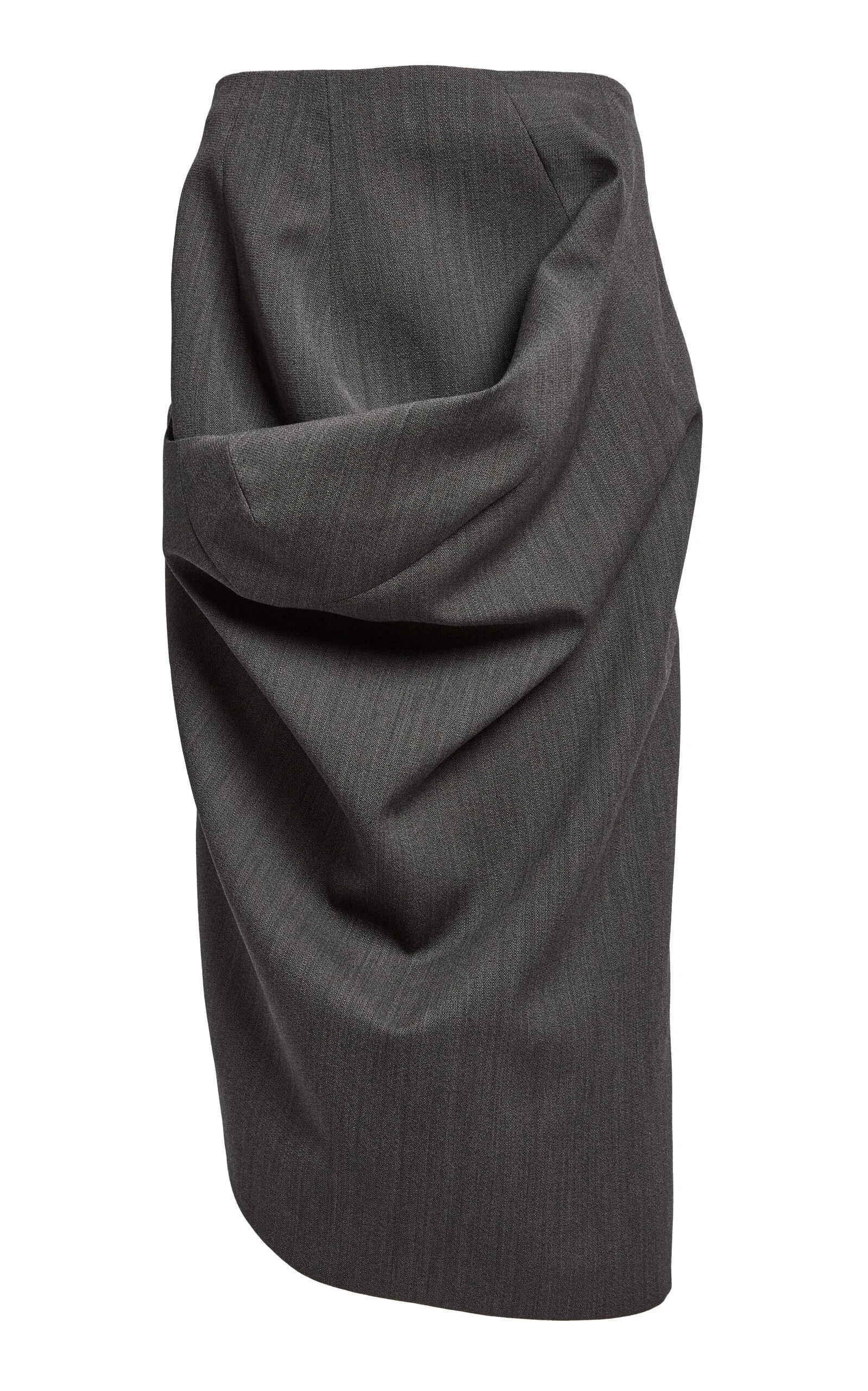 Ruched Wool Midi Skirt grey - 1