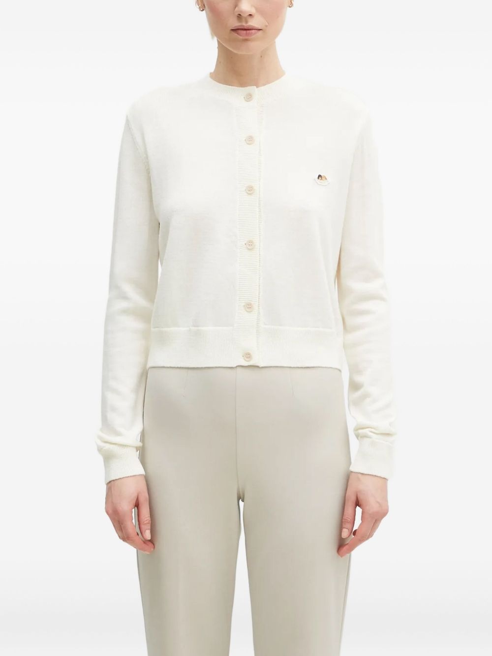 embroidered button cardigan - 2