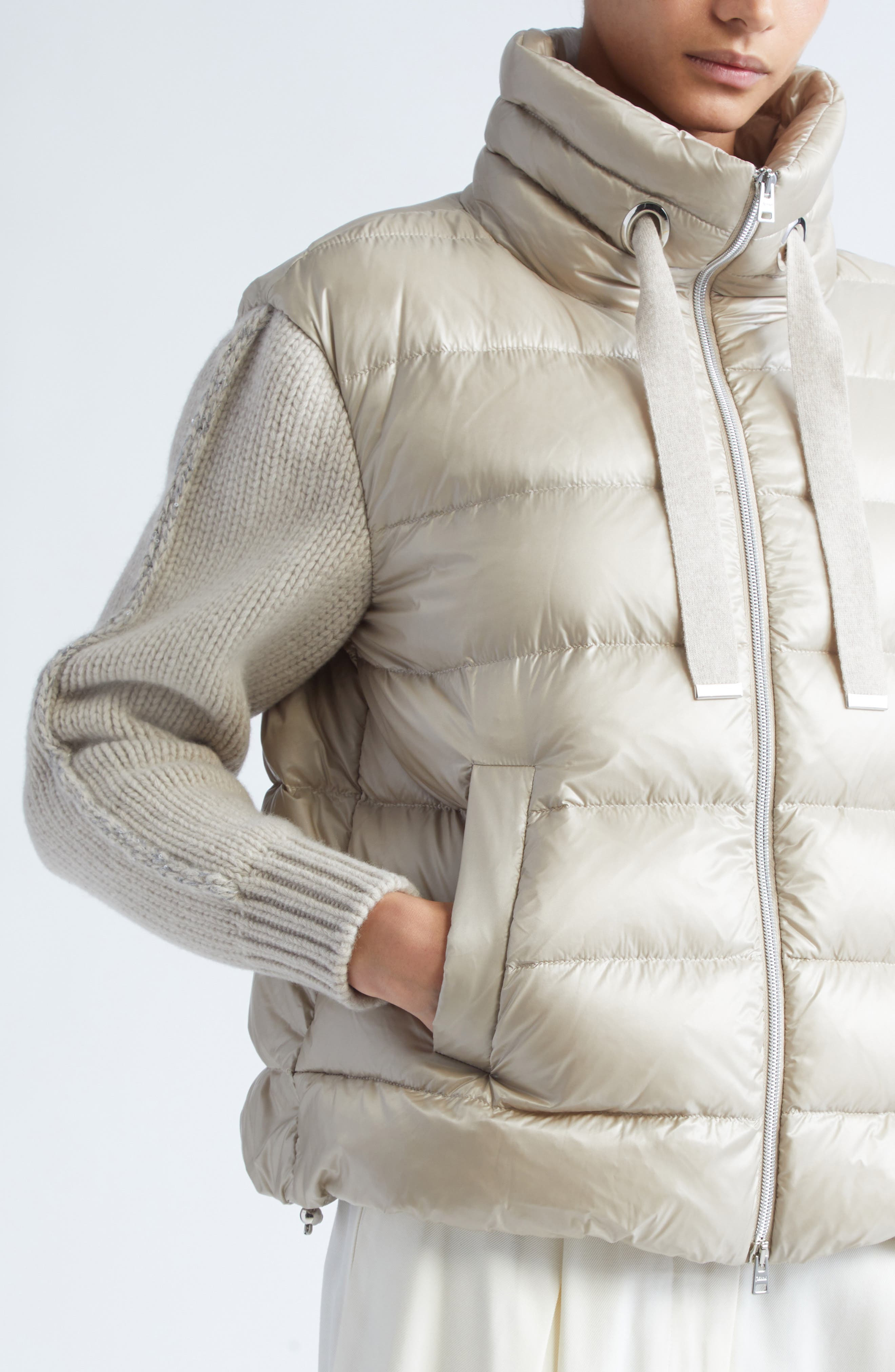 Herno Wool Knit & Ultralight Nylon Puffer Jacket in Chantilly at Nordstrom - 4