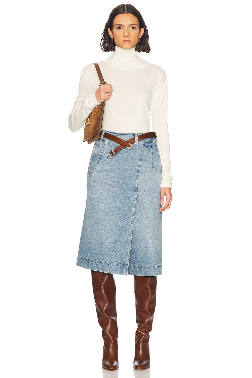 Denim Wrap Detail Skirt - 5