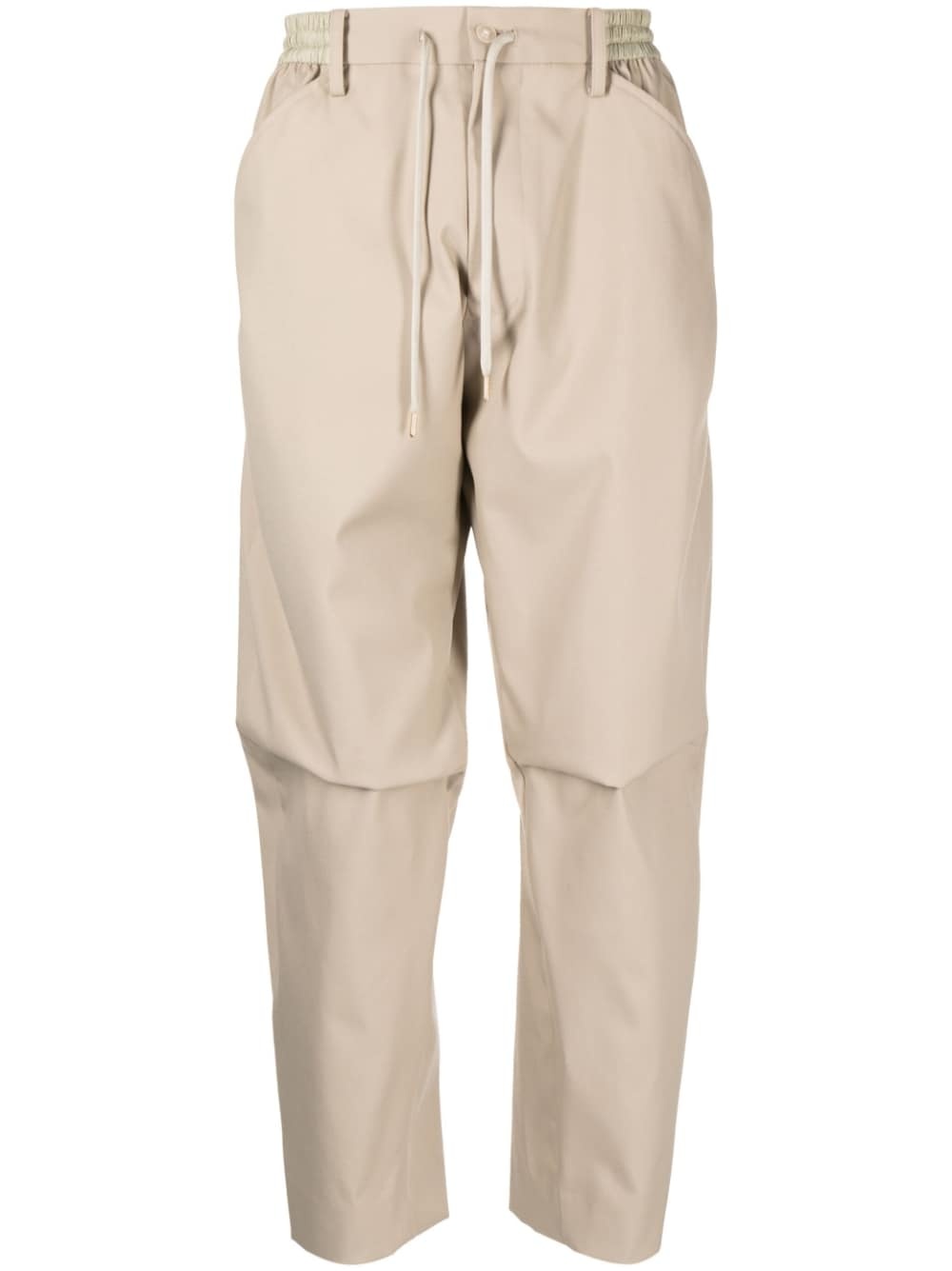 drawstring-waist tapered trousers - 1