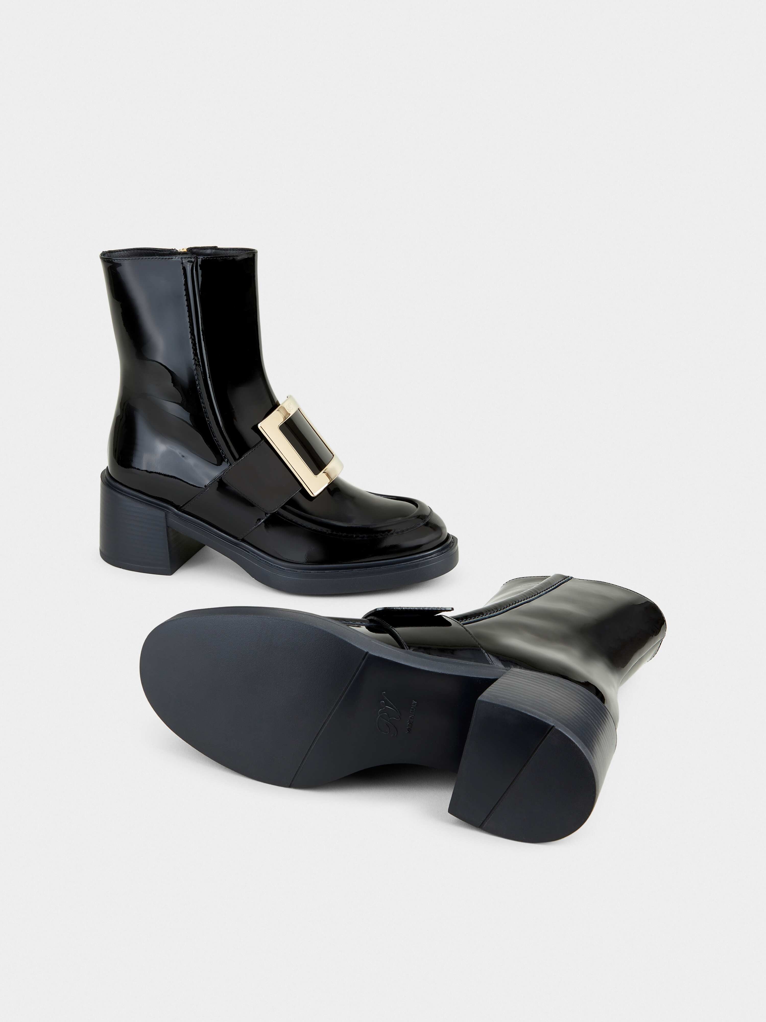 Viv' Rangers Metal Buckle Ankle Boots in Patent Leather - 6