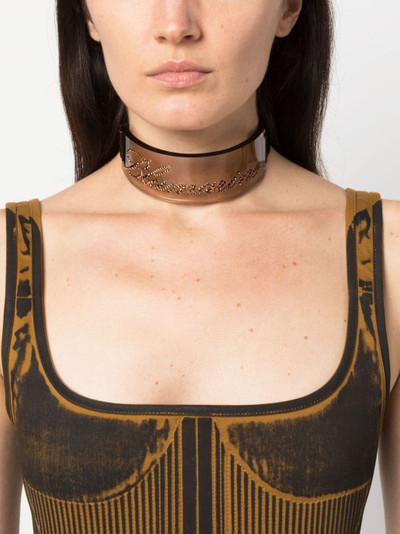 Blumarine logo crystal-embellished choker necklace outlook