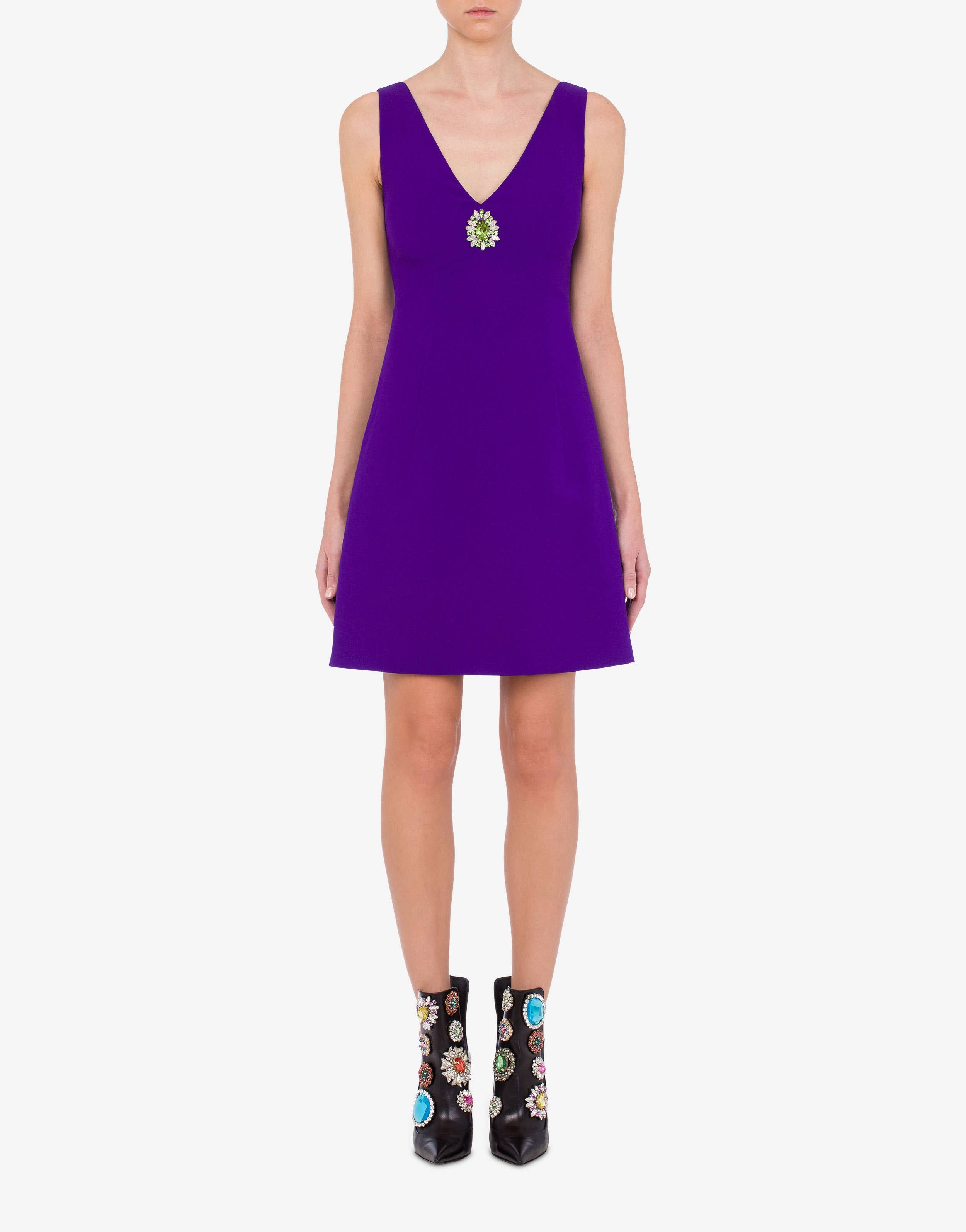 JEWEL FLOWER ENVERS SATIN DRESS - 2