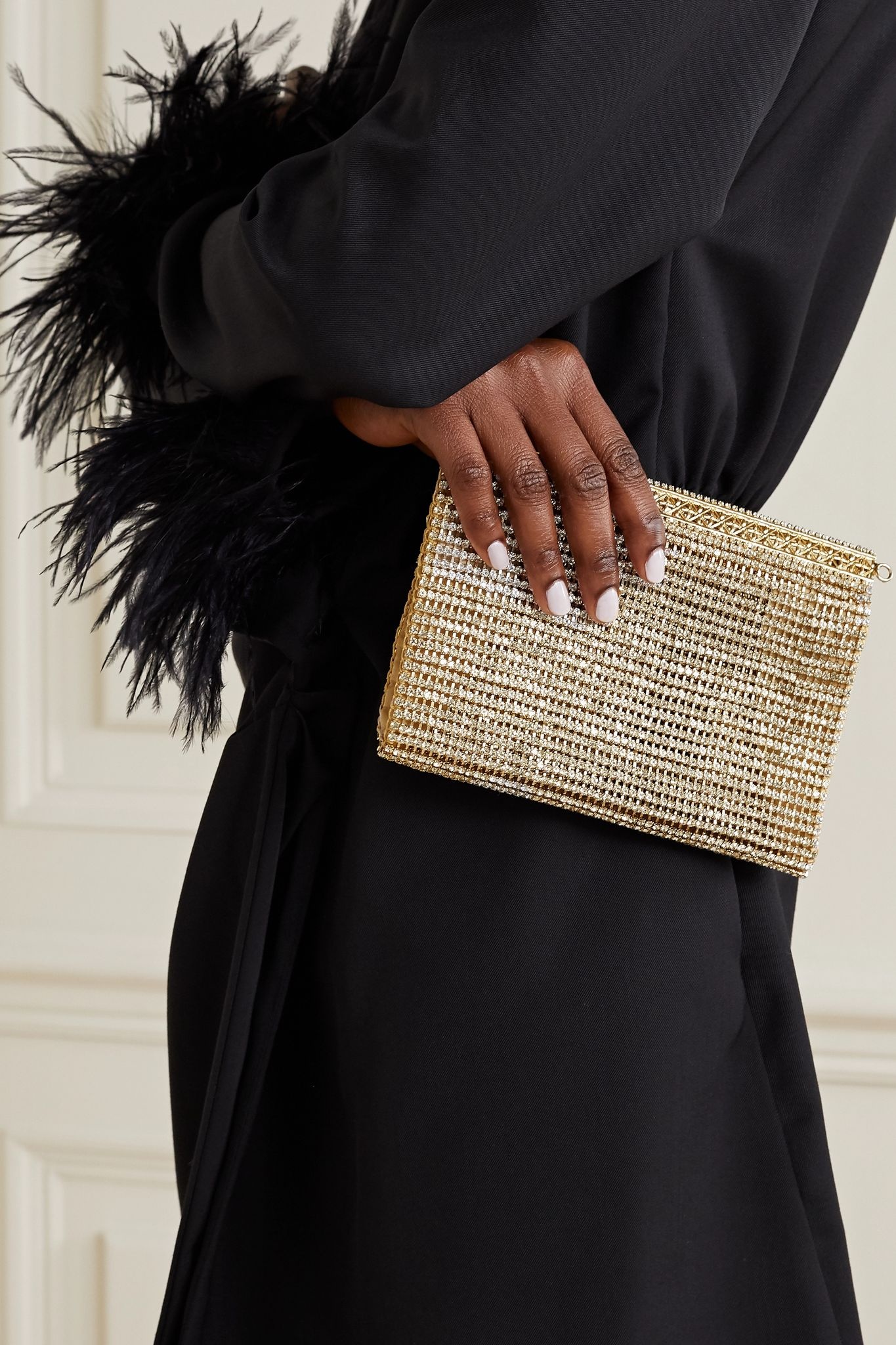 Melissa crystal-embellished gold-tone clutch - 6