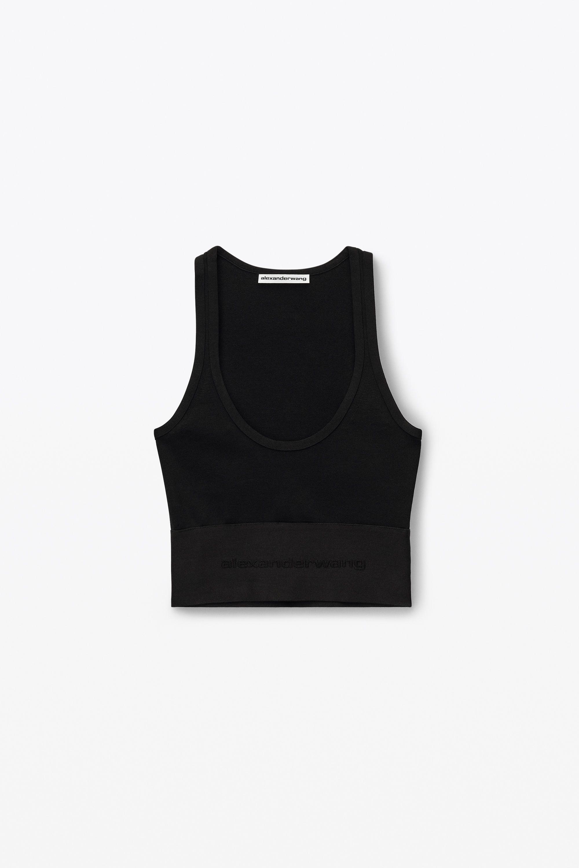 alexanderwang LOGO ELASTIC BRA IN RIBBED JERSEY BLACK - alexanderwang® IN