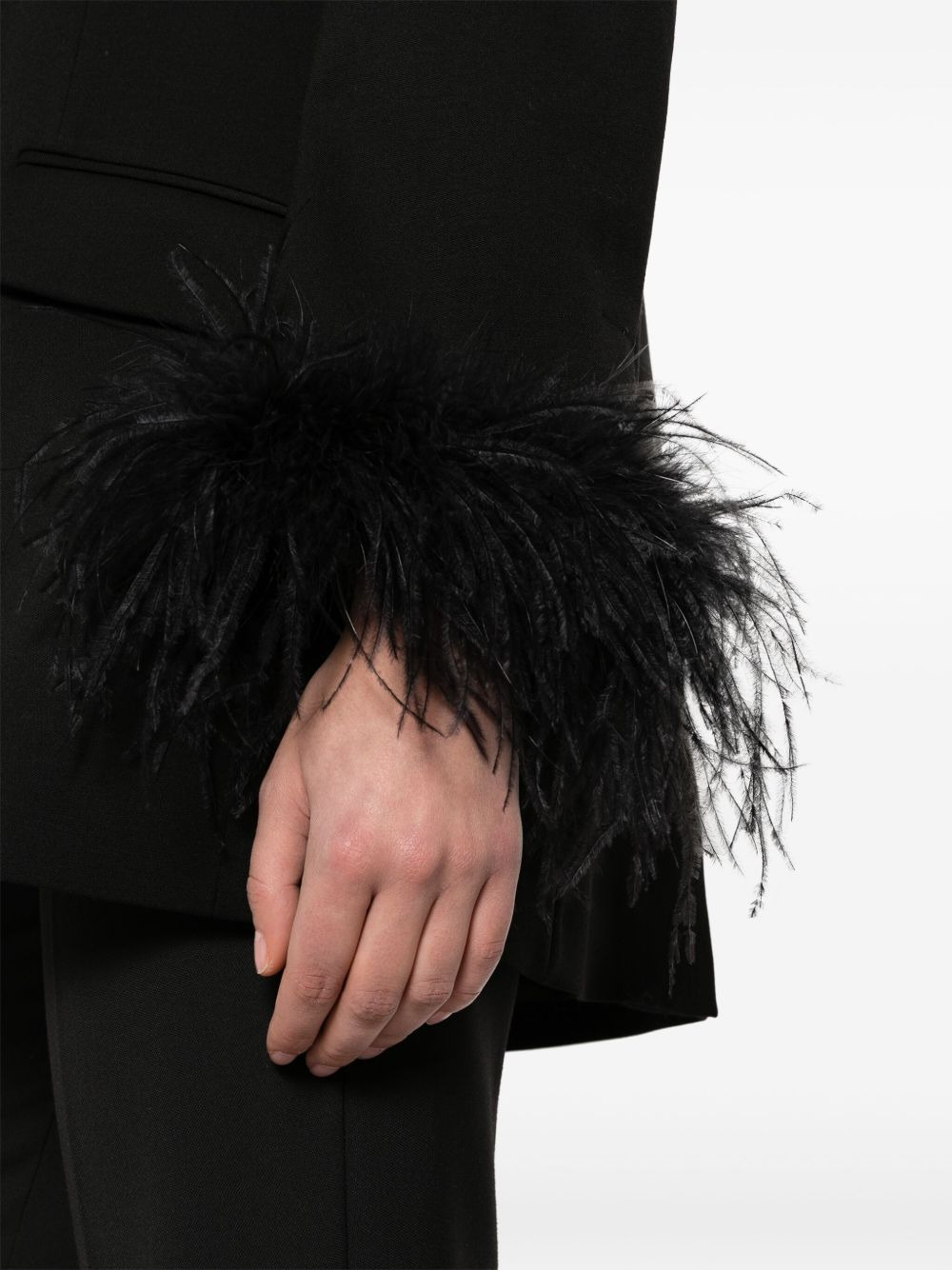 feather-trim blazer - 5