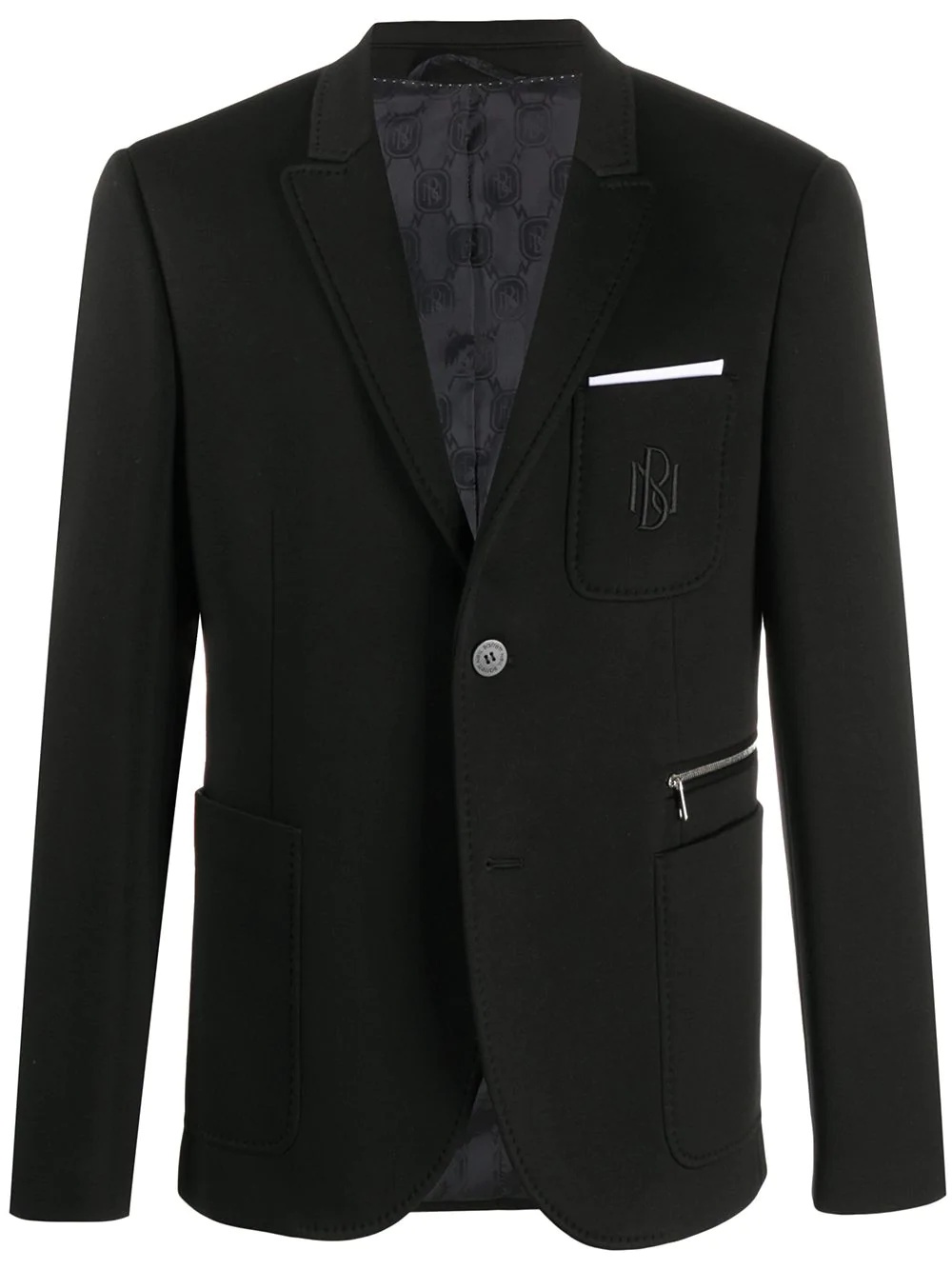 logo-embroidered single-breasted blazer - 1