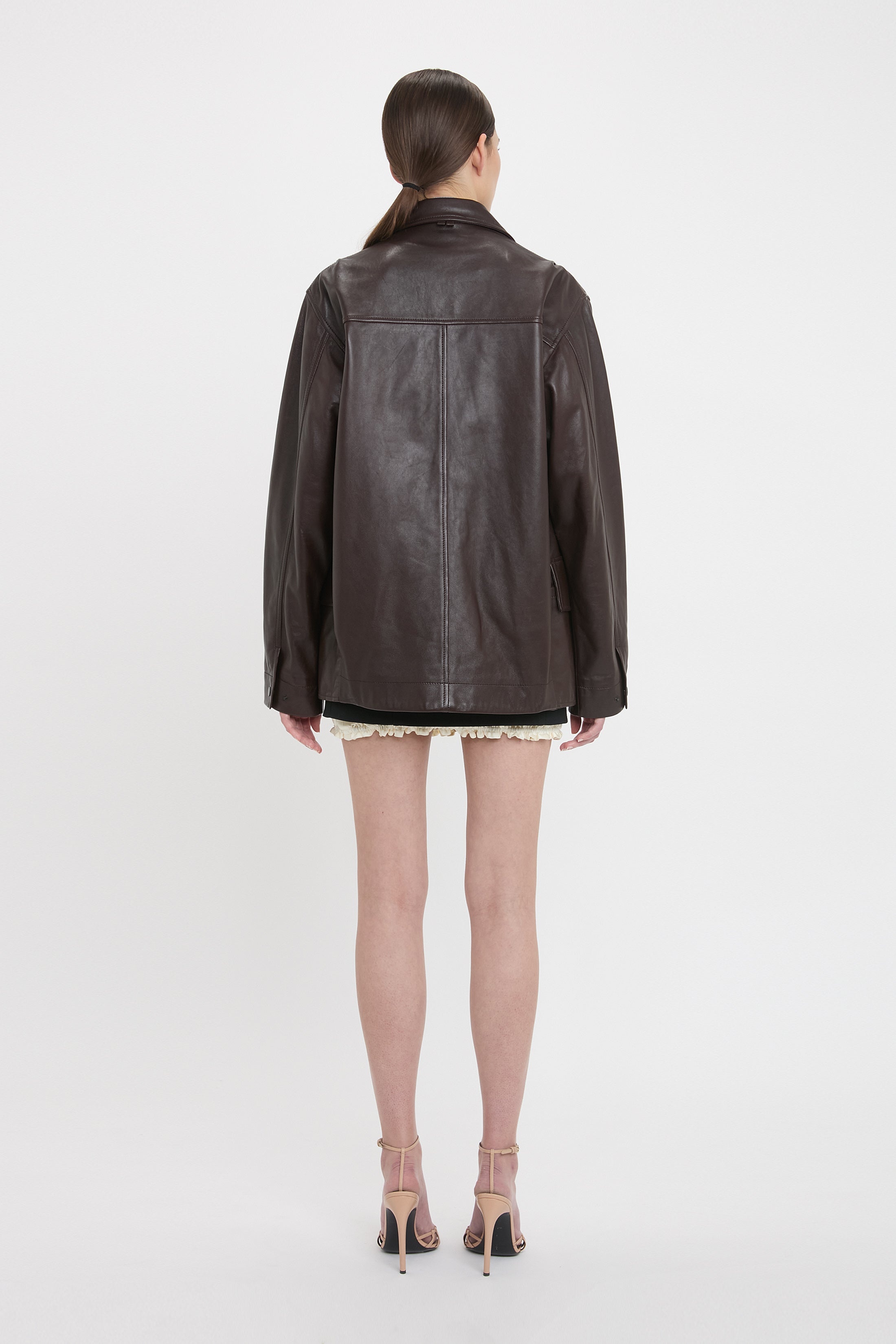 Soft Leather Chore Jacket In Ebony - 4