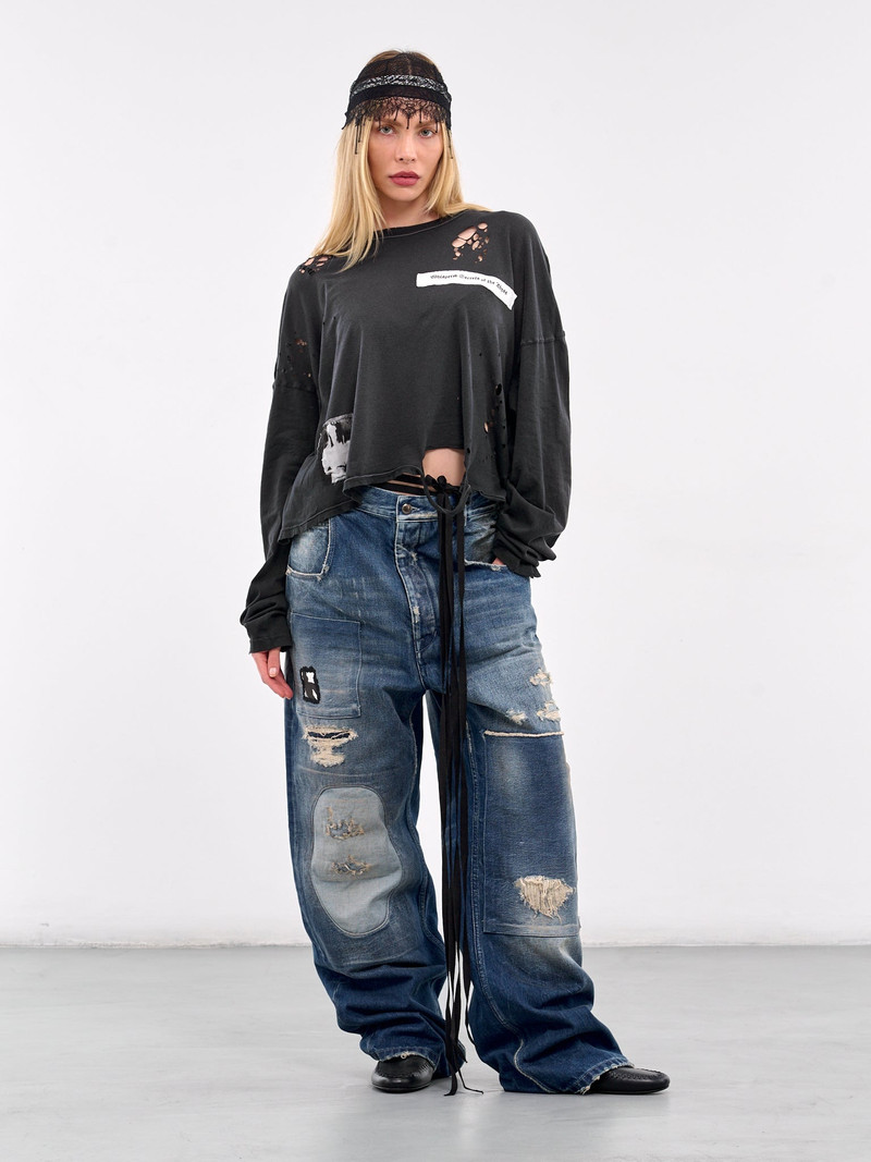 Ann Demeulemeester Distressed Boxy Long Sleeve Tee outlook