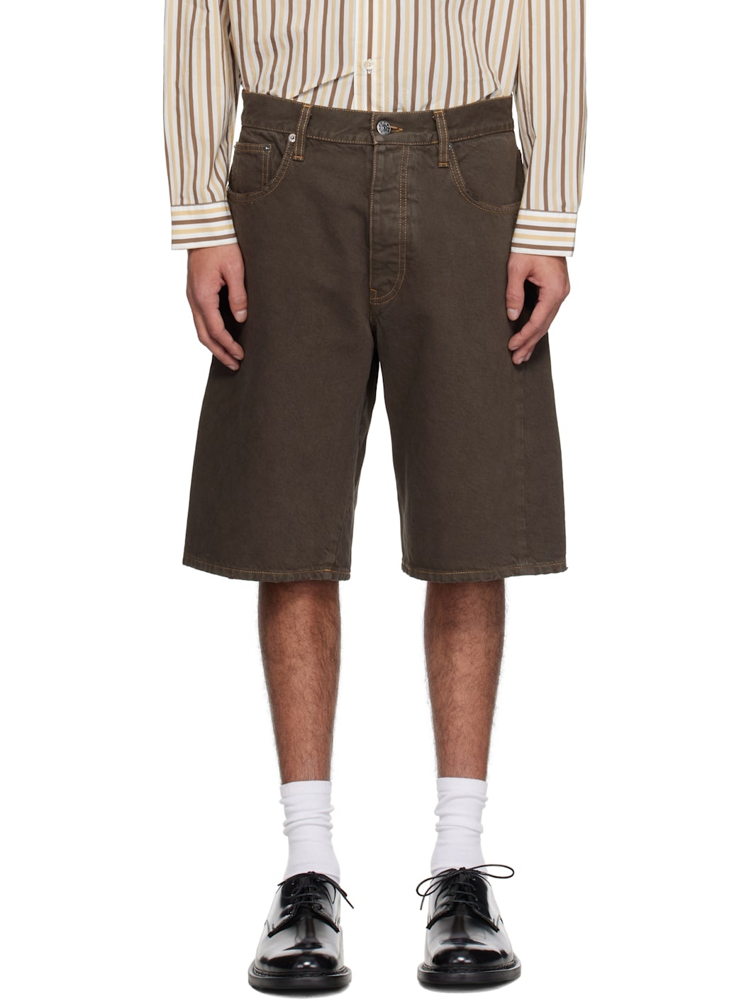 Brown Wide Twist Shorts - 1