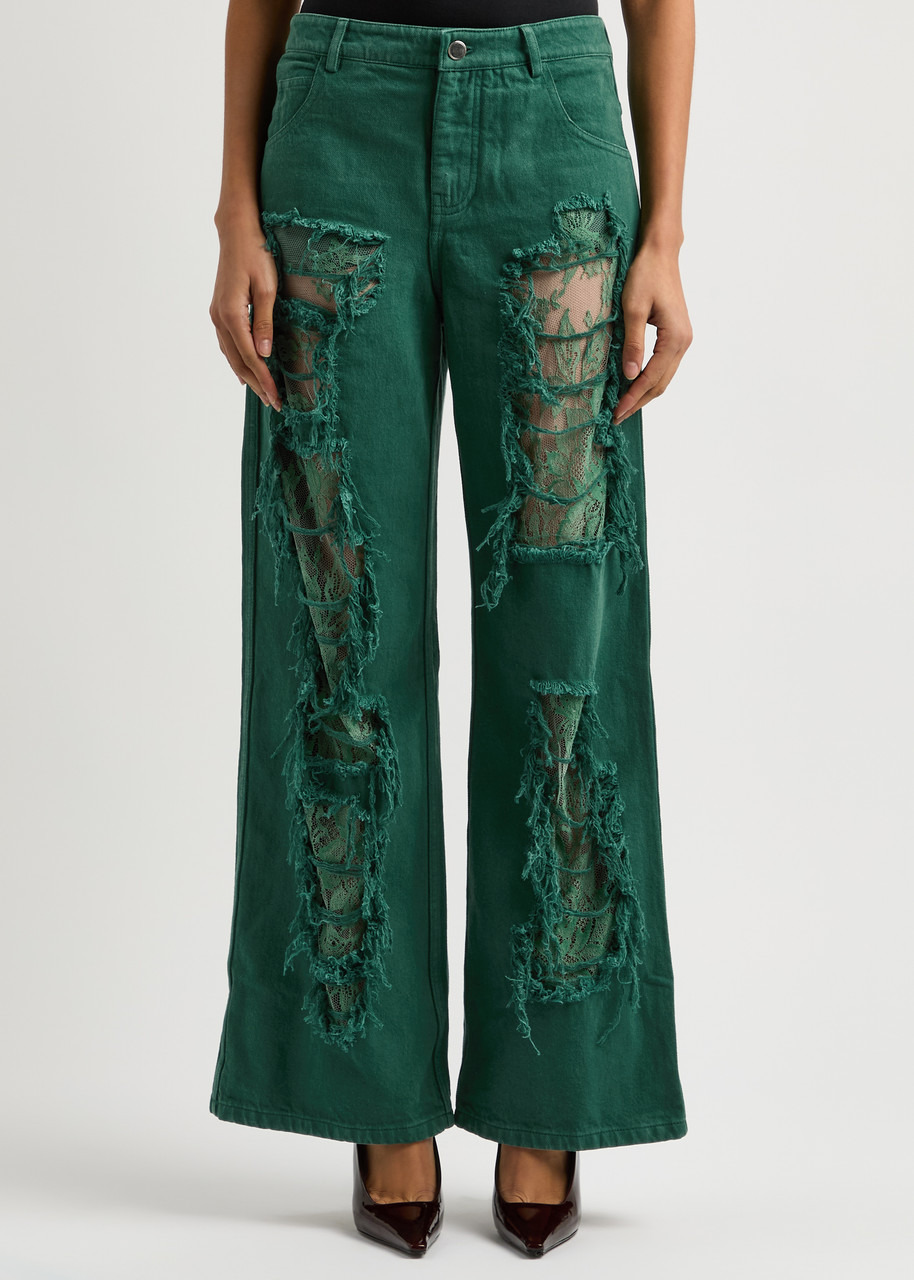 Christopher Esber Arboreal Lace-panelled Wide-leg Jeans - 2