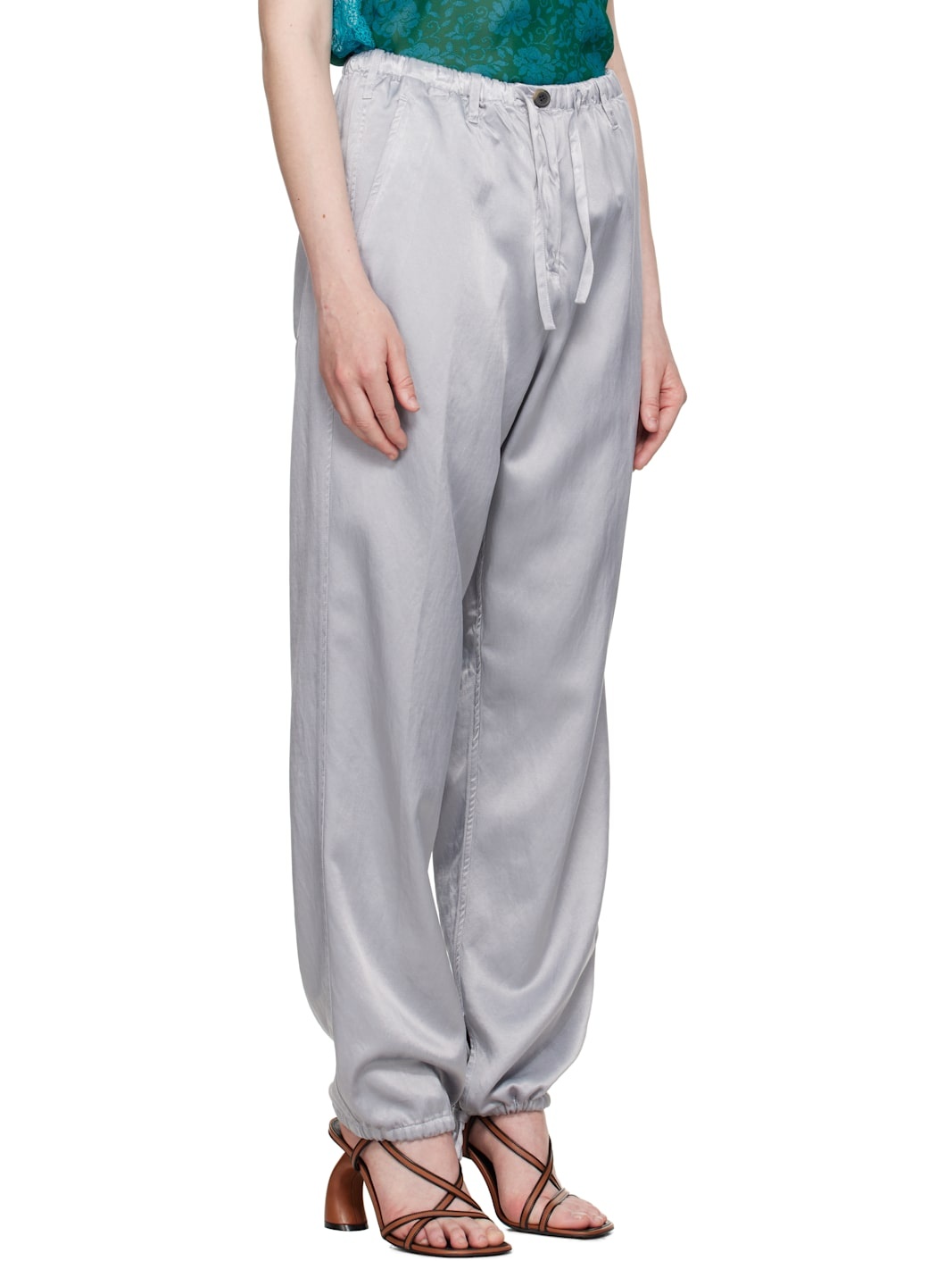 Gray Drawstring Trousers - 2