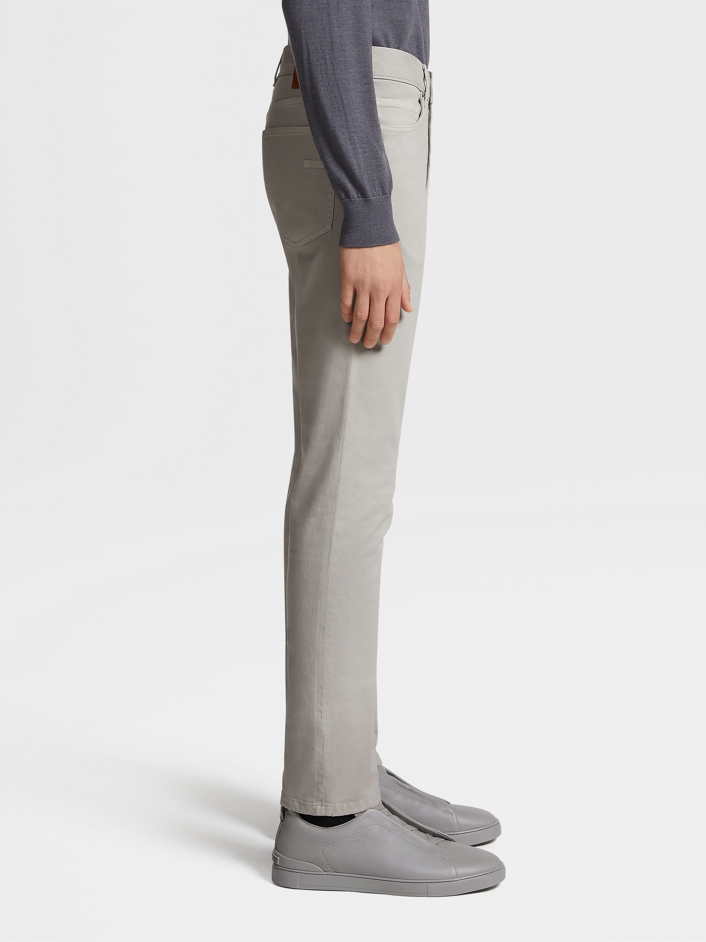GREY STRETCH COTTON JEANS - 4