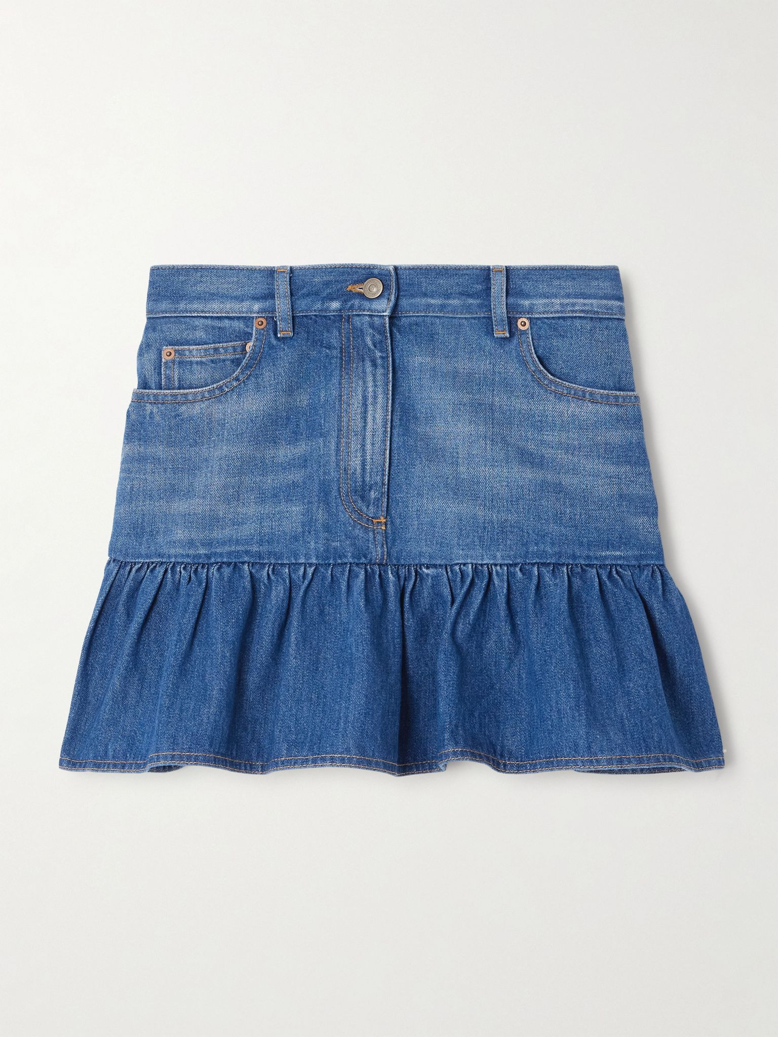 Ruffled denim mini skirt Blue - 1