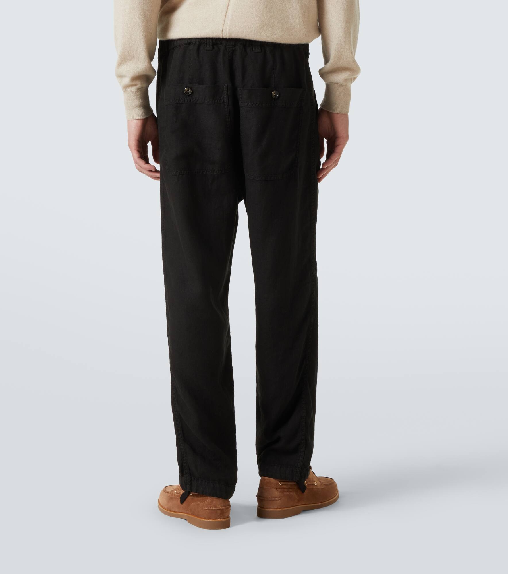 Linen gabardine tapered pants - 4