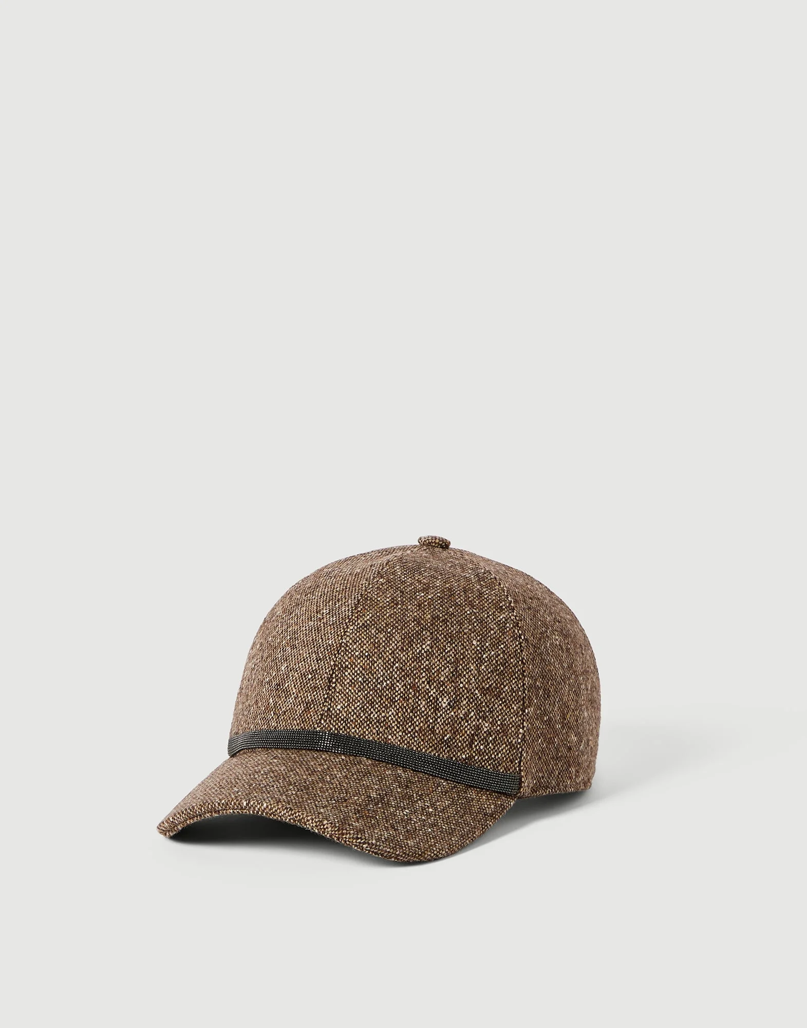 Virgin wool donegal baseball cap with shiny band - 1