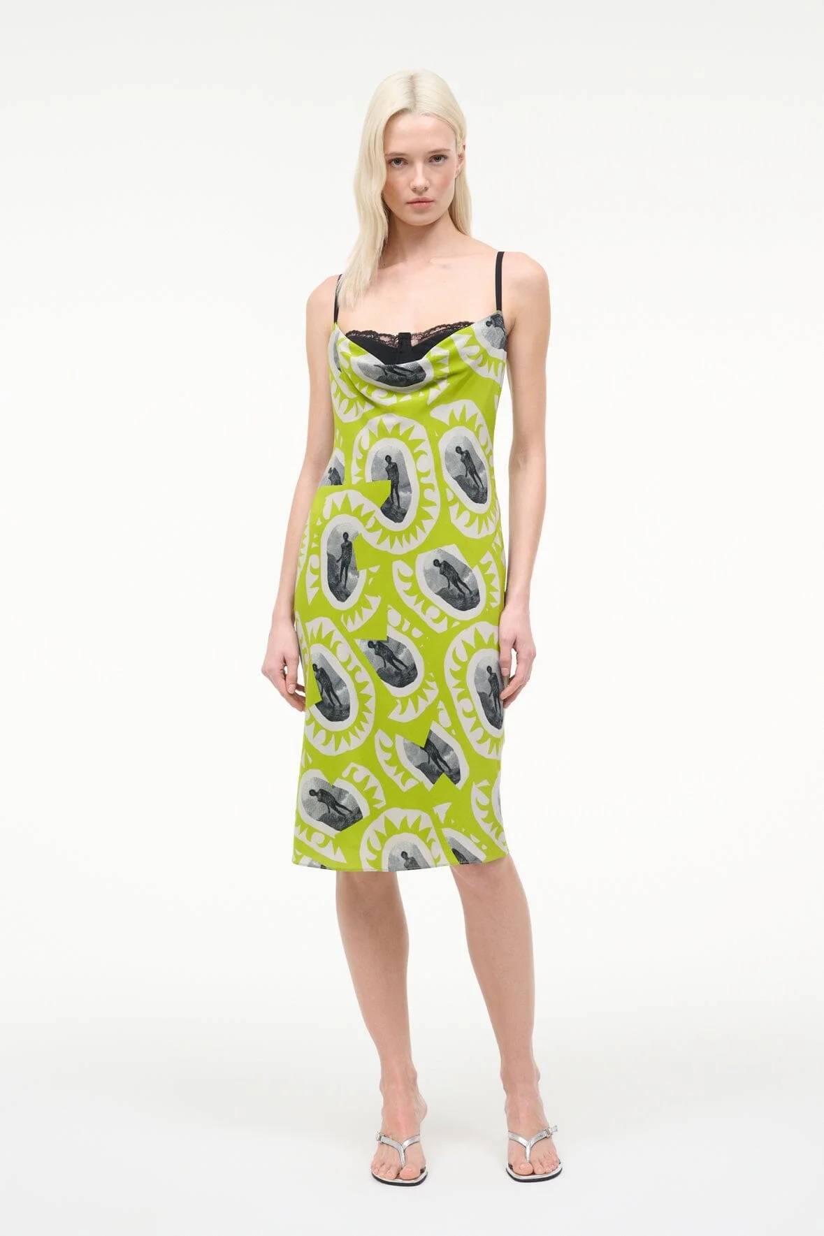STAUD EVANGELINE DRESS PADDLE OUT CHARTREUSE - 1