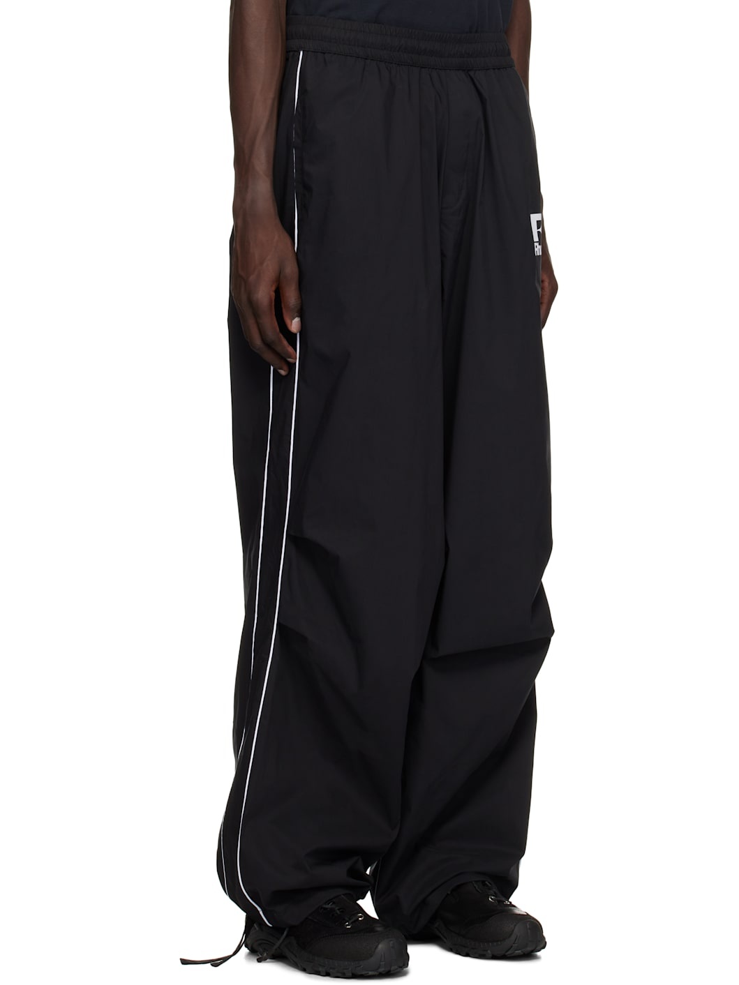 Black Piping Parachute Track Pants - 2