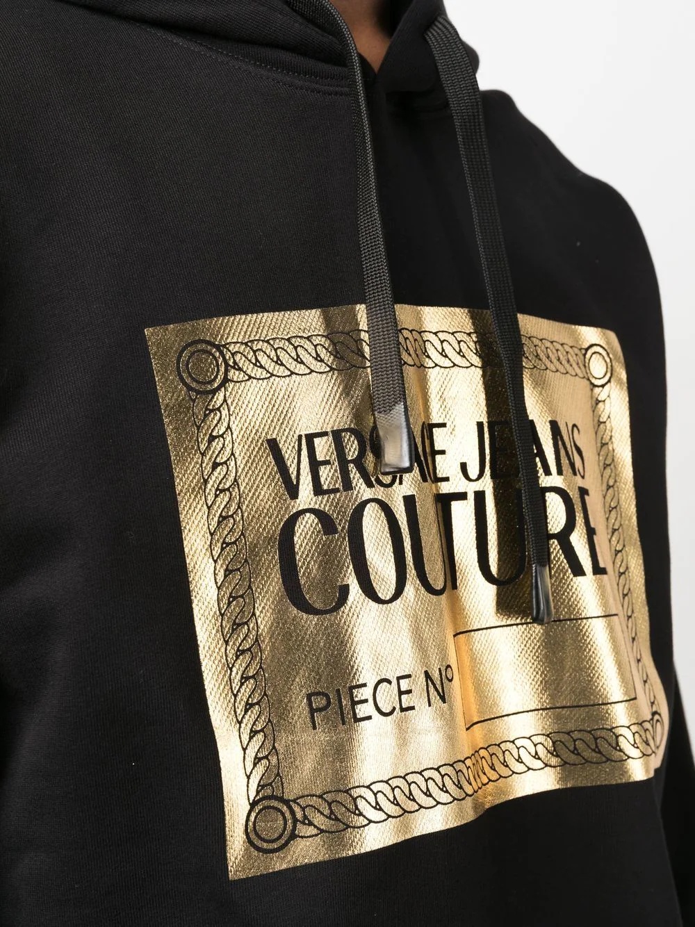 metallic logo-print cotton hoodie - 5