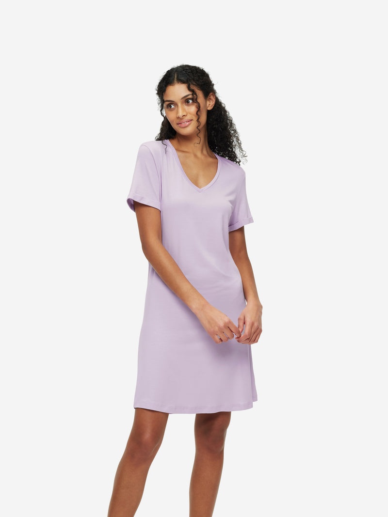 Women's V-Neck Sleep T-Shirt Lara Micro Modal Stretch Lilac - 2