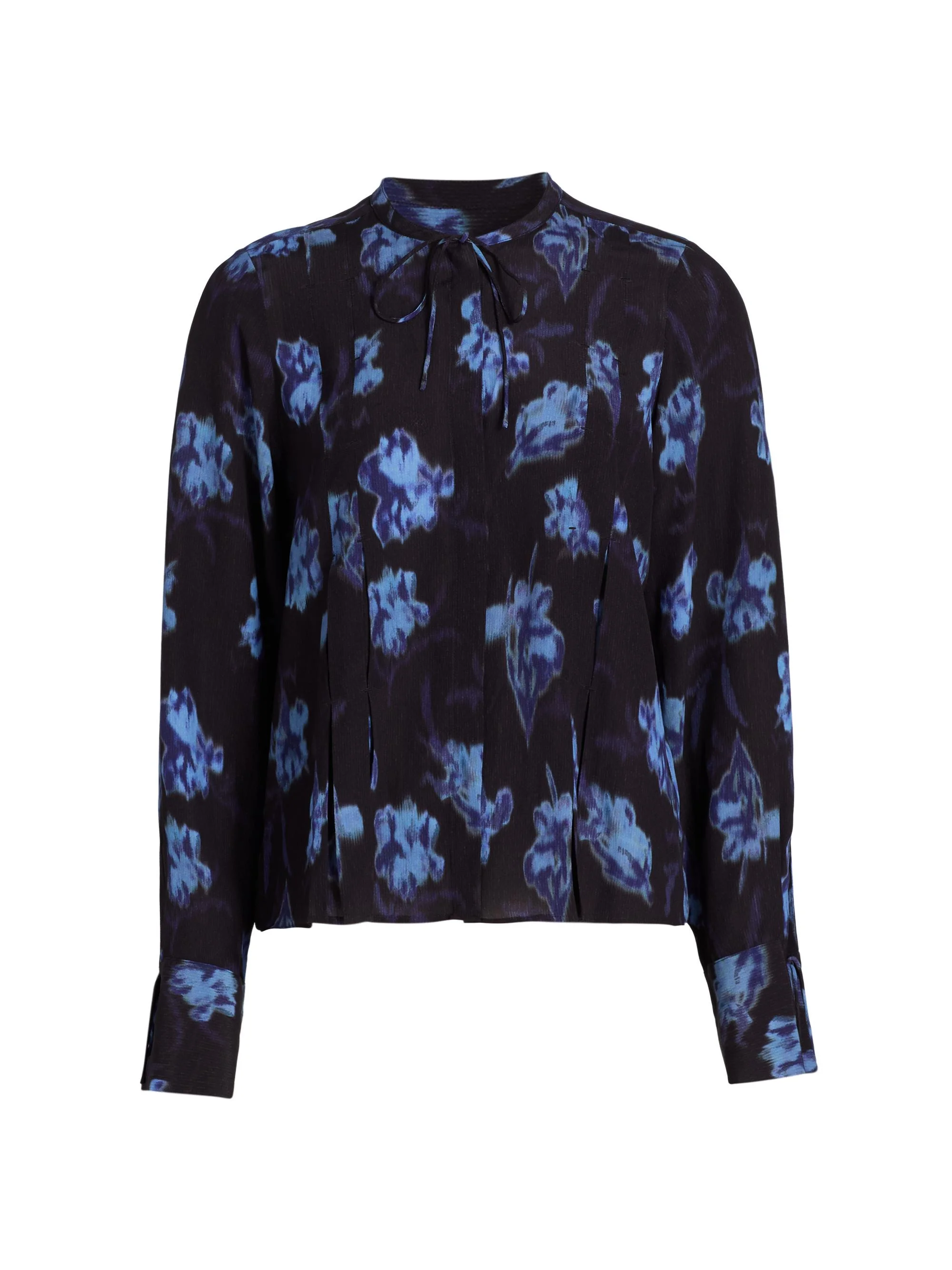 Women's Arden Printed Pleated Blouse - Dark Floral Print - 1