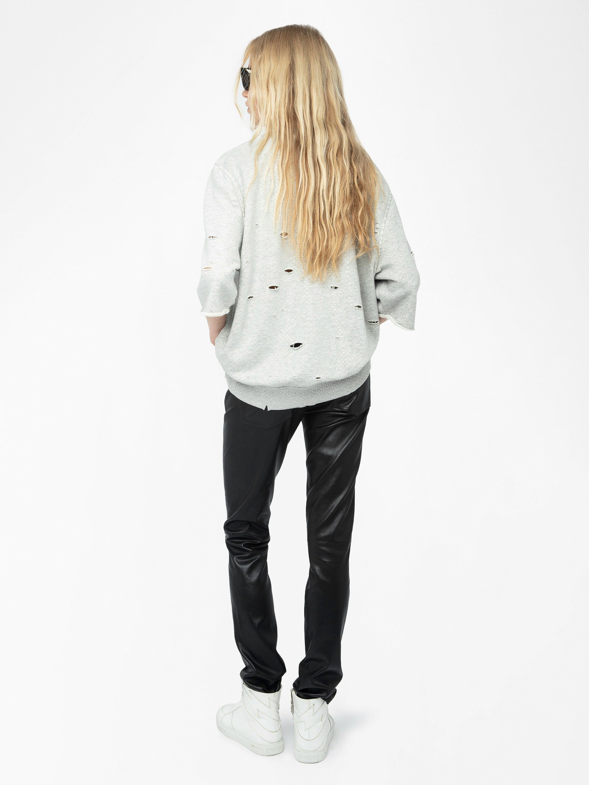 Edmond Diamanté Women's Distressed Sweatshirt - 3
