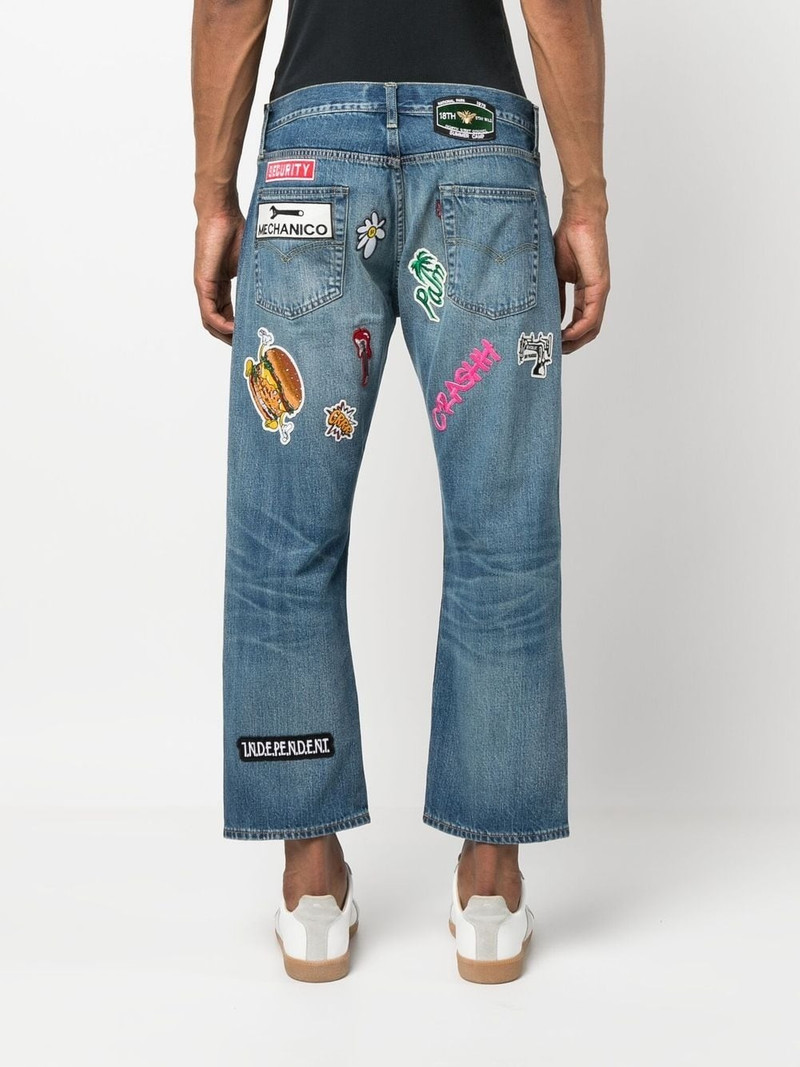 Patchwork cropped jeans 4