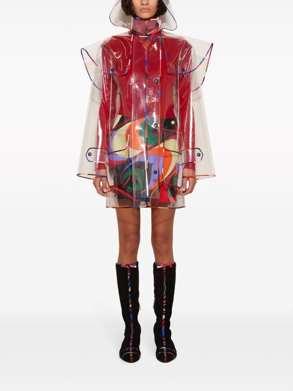 hooded transparent rain coat - 2