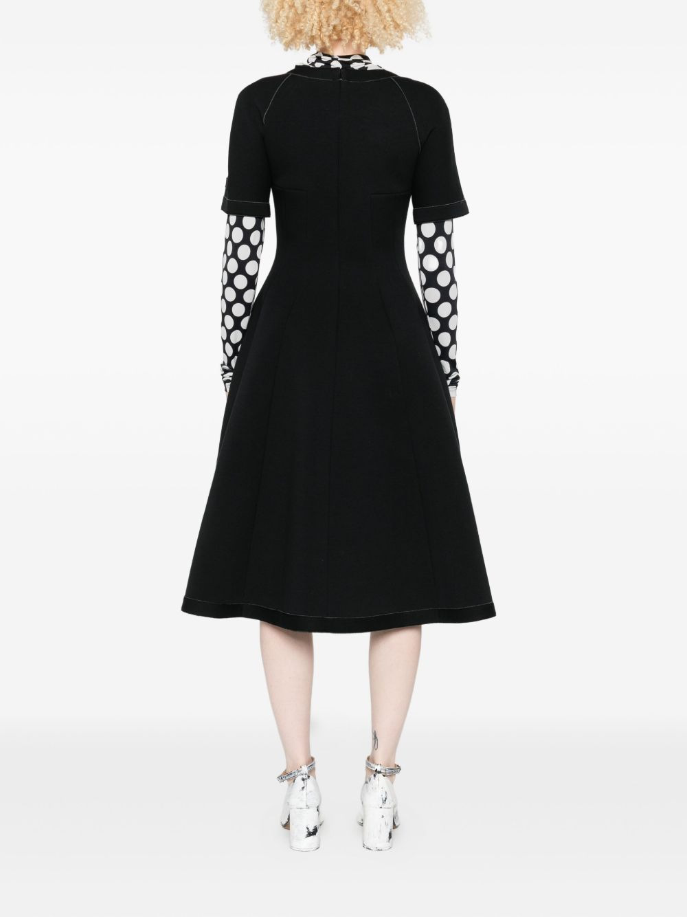 short-sleeve flared dress - 4