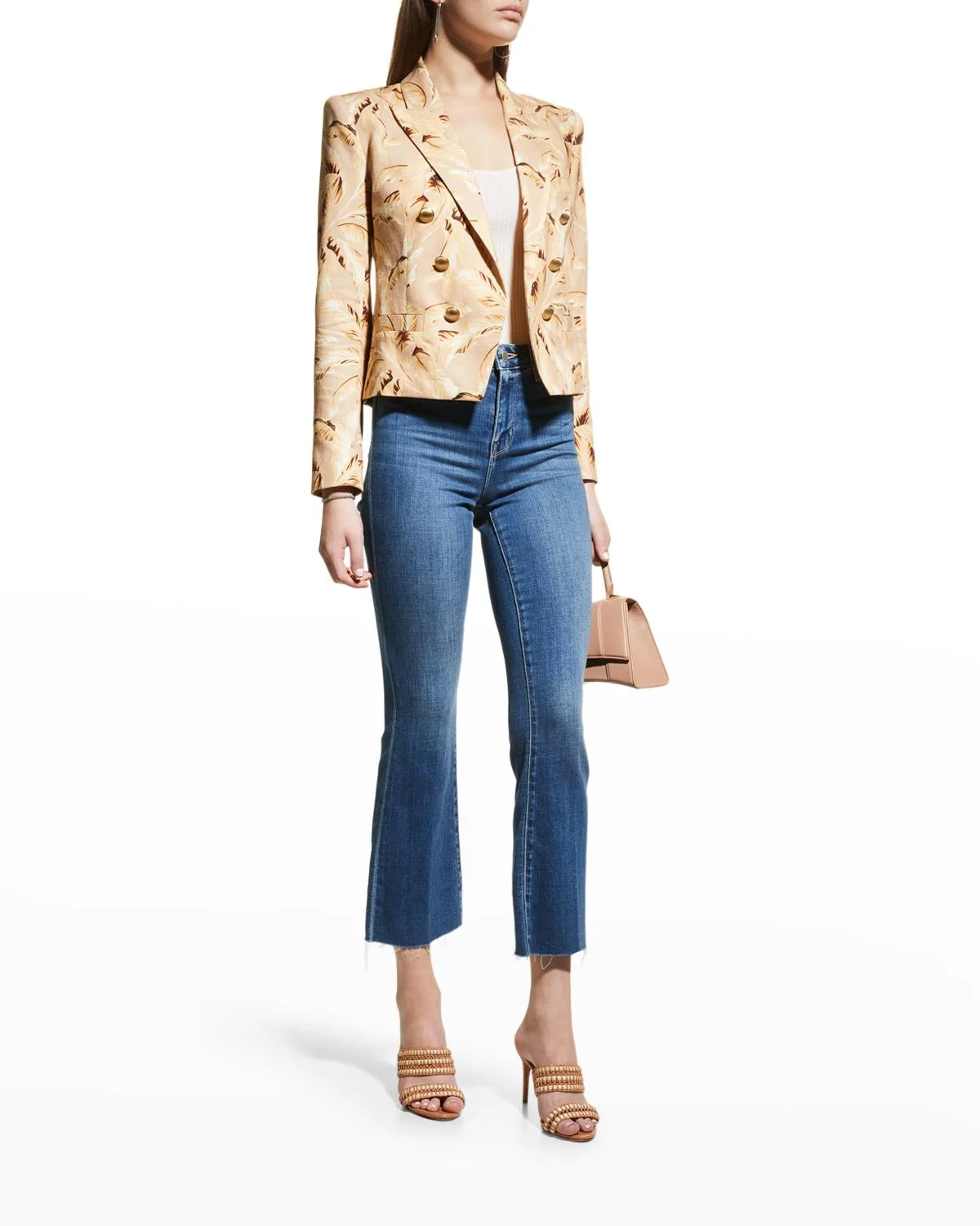 Kendra High-Rise Crop Flare Jeans with Raw Hem - 1