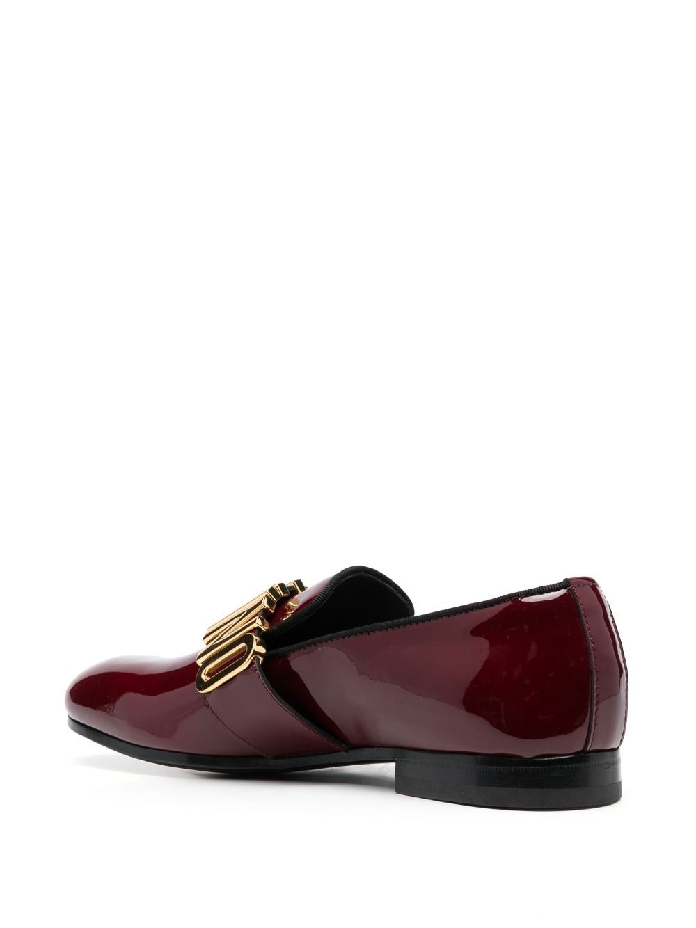 logo-lettering patent finish loafers - 3