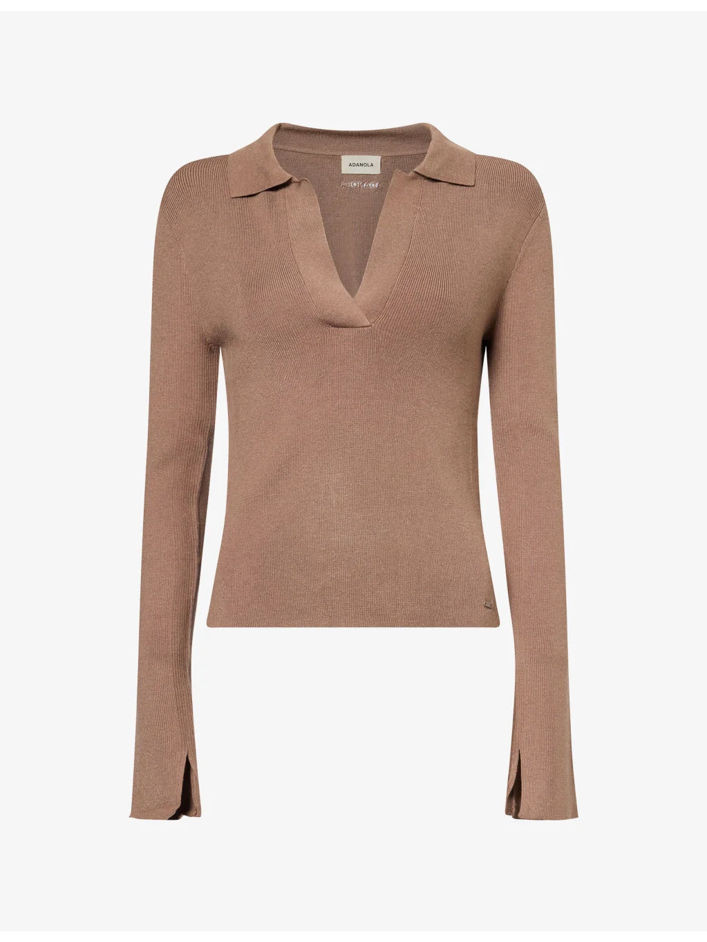 Collar Long-Sleeve Knit Top - 1