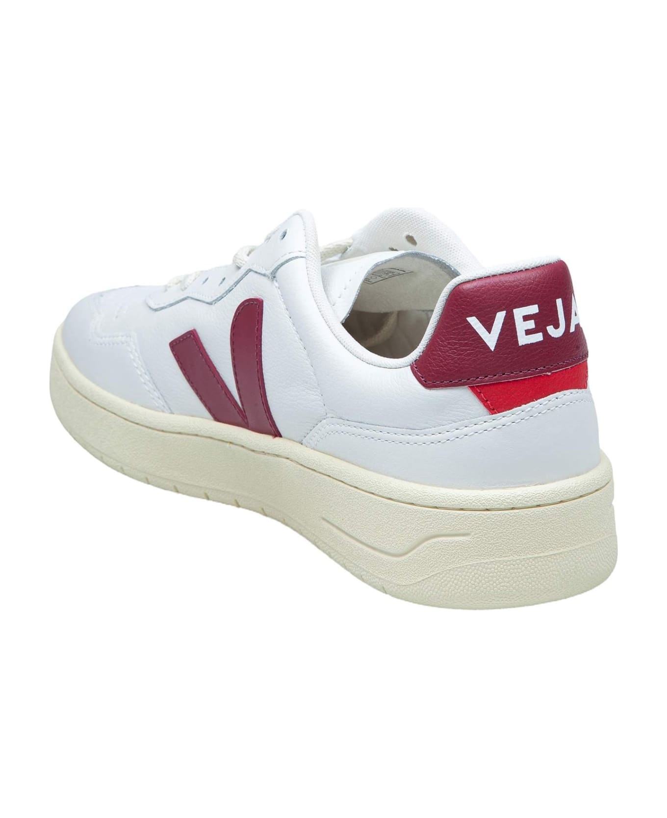 Sneakers V-10 In White And Marsala Leather - 3