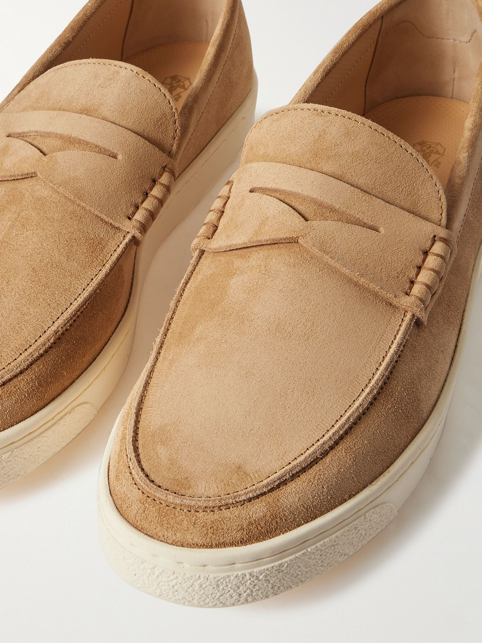 Suede Penny Loafers Brown - 5