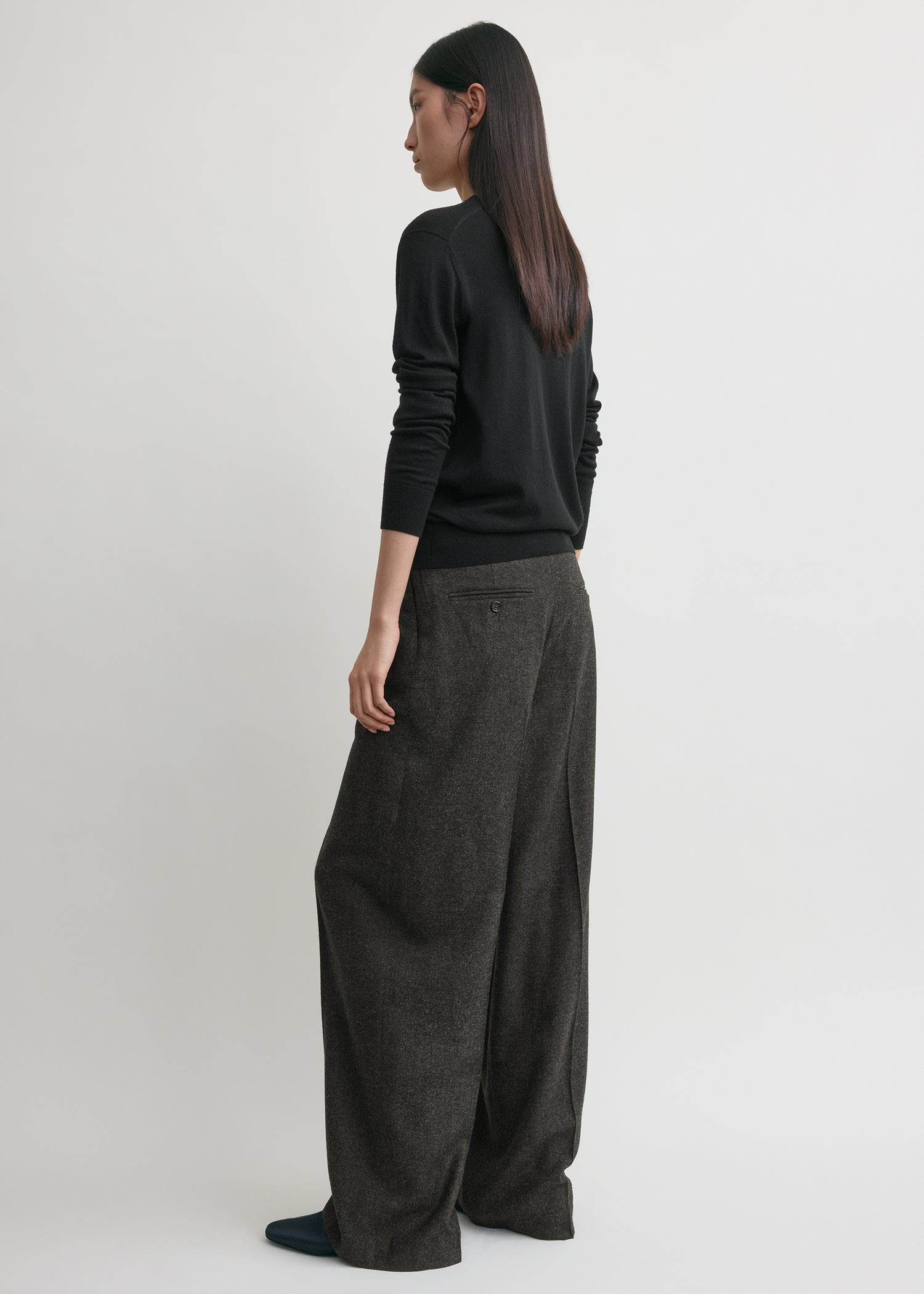 Wide flannel trousers charcoal - 4