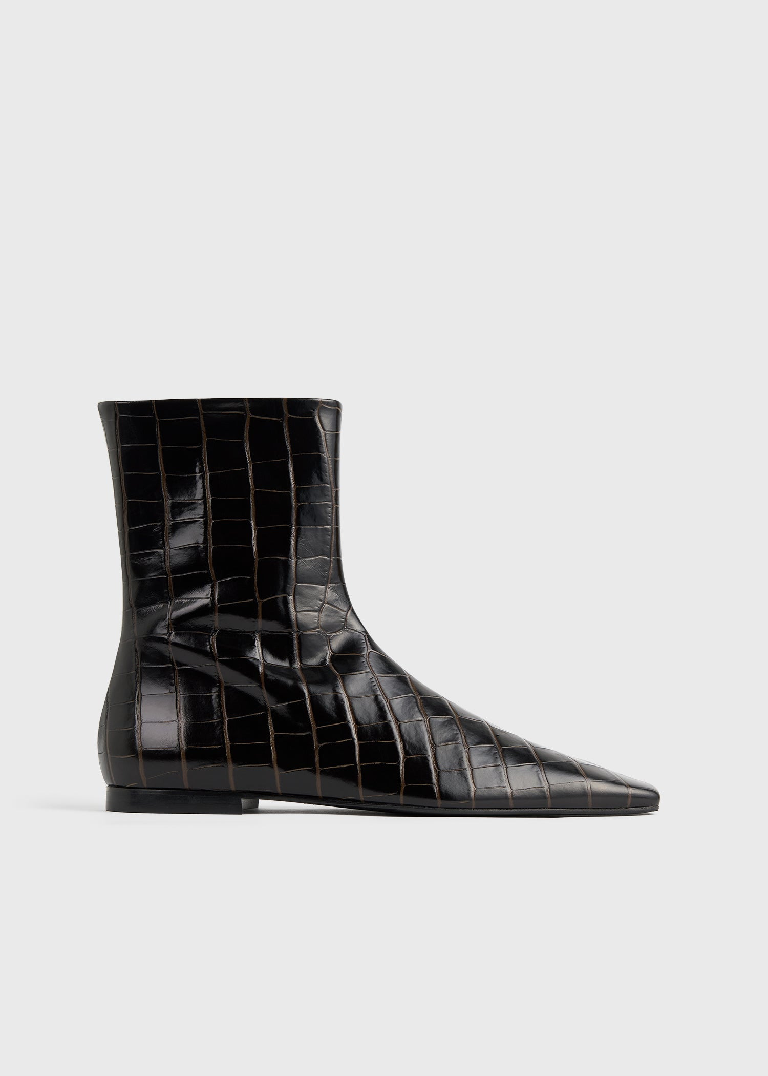 Zipped croco-embossed chelsea boots dark brown - 8