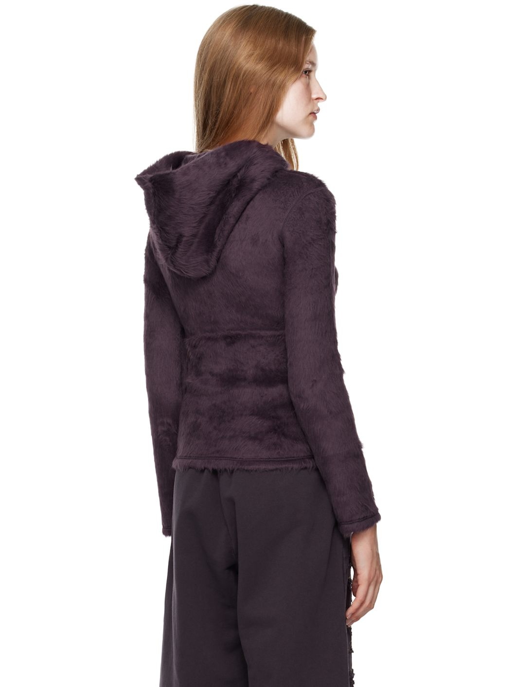 Purple  Furry Jersey Hoodie - 3