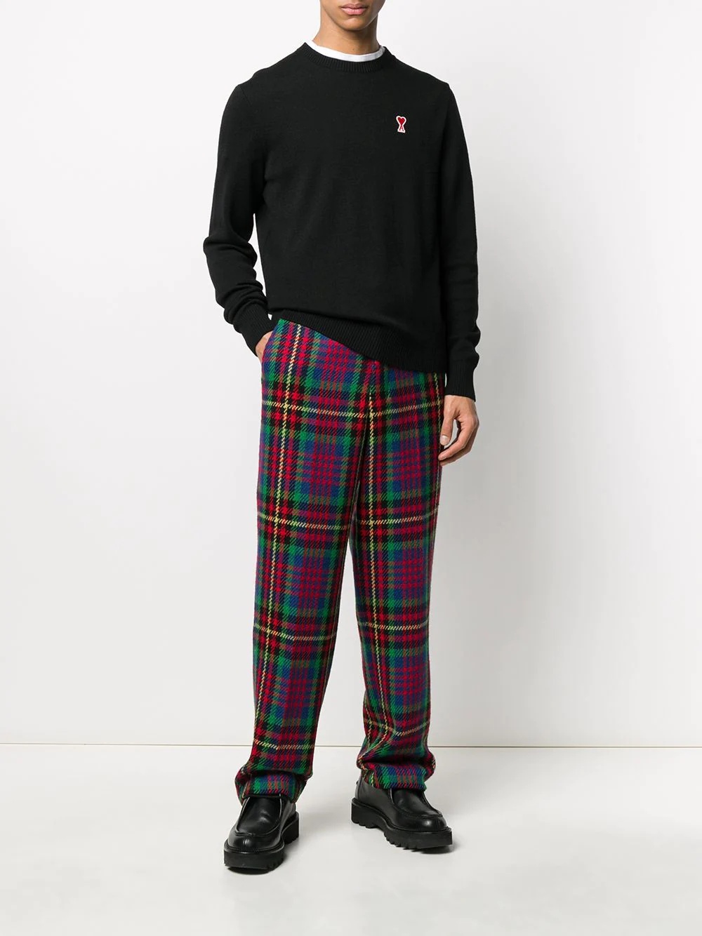 checked wide fit chinos - 2