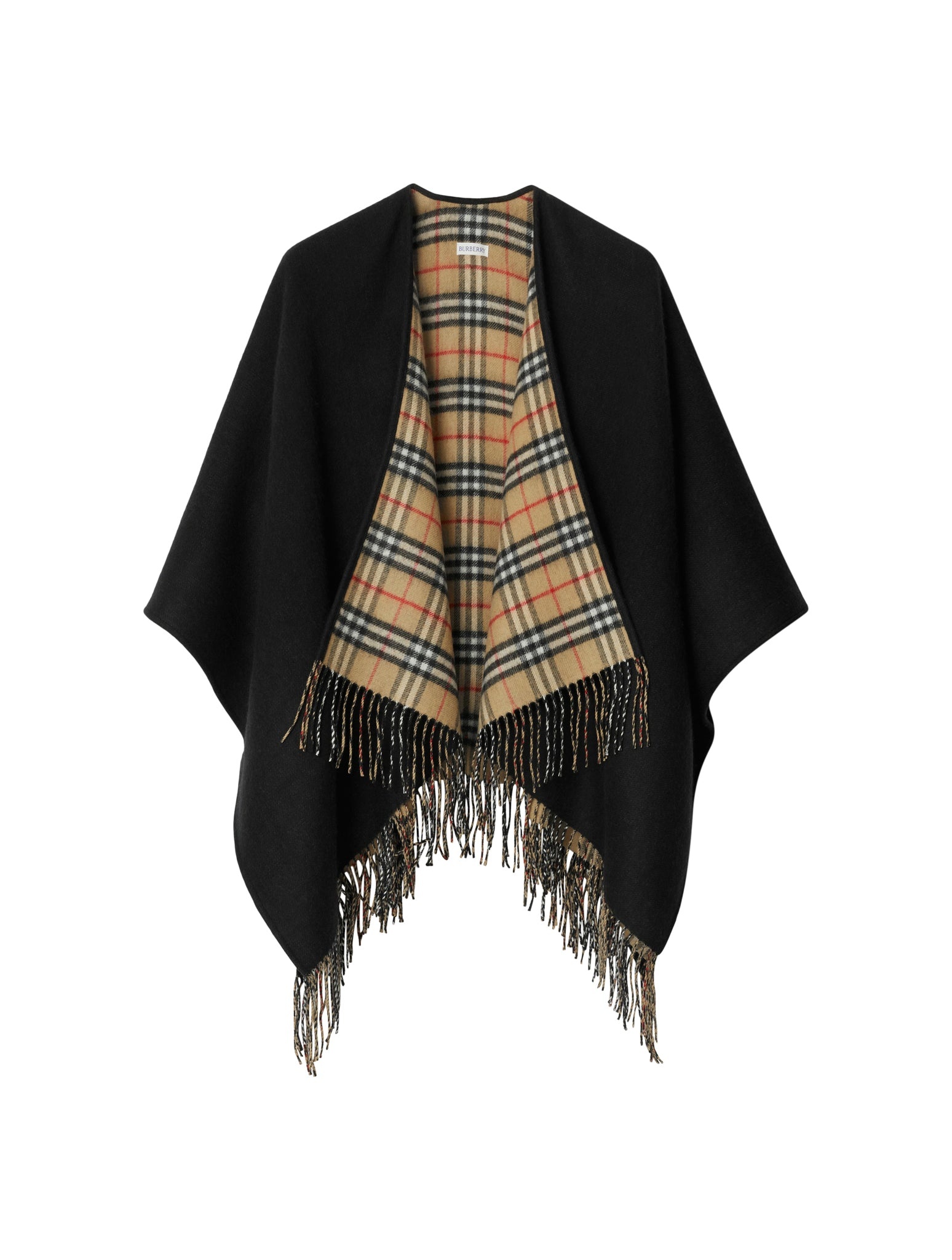 REVERSIBLE CAPE IN CHECK WOOL - 2