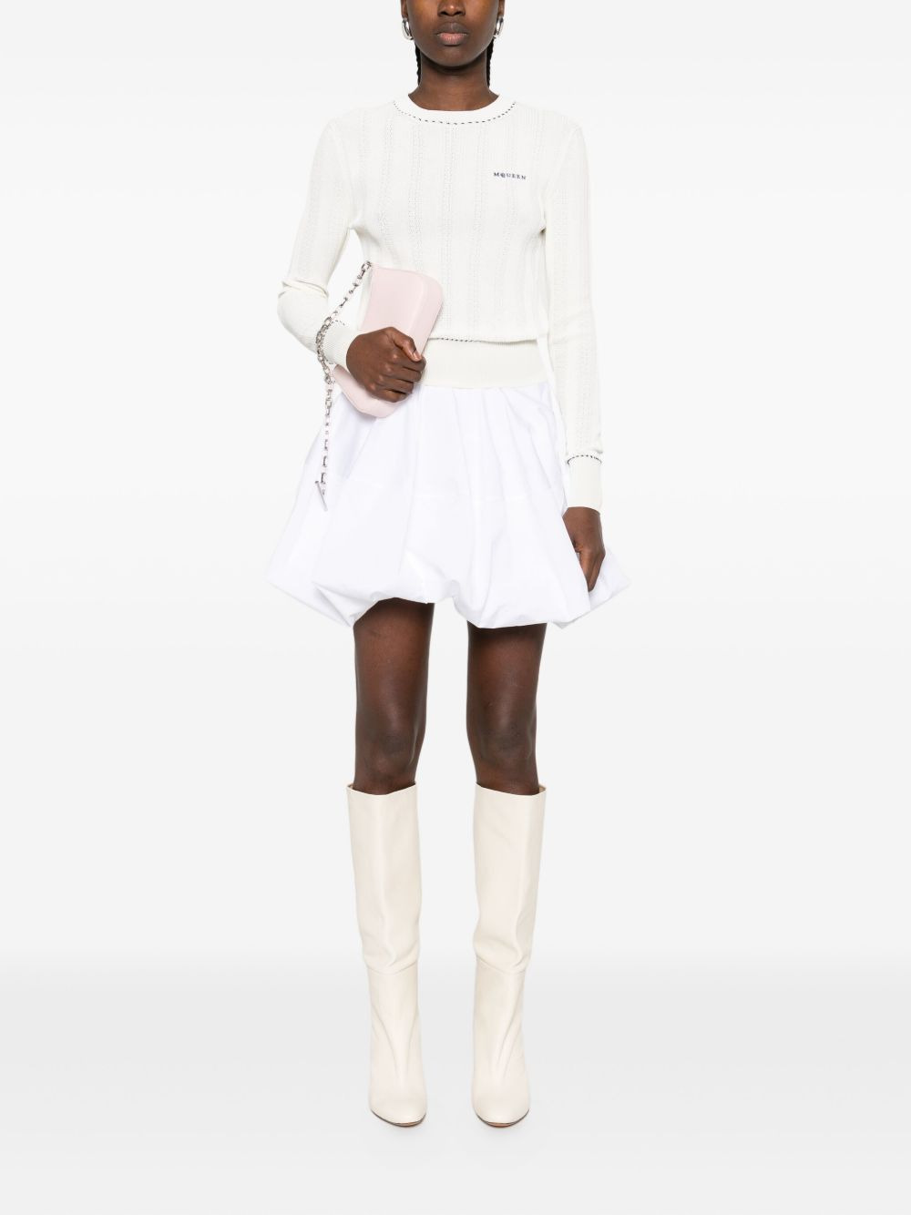 logo-embroidered ribbed-knit top - 2