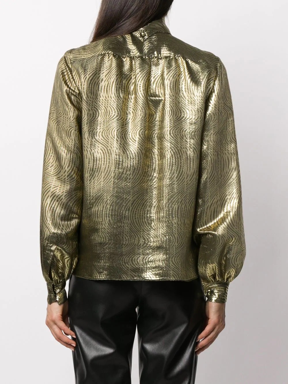 metallic pussy-bow blouse - 4