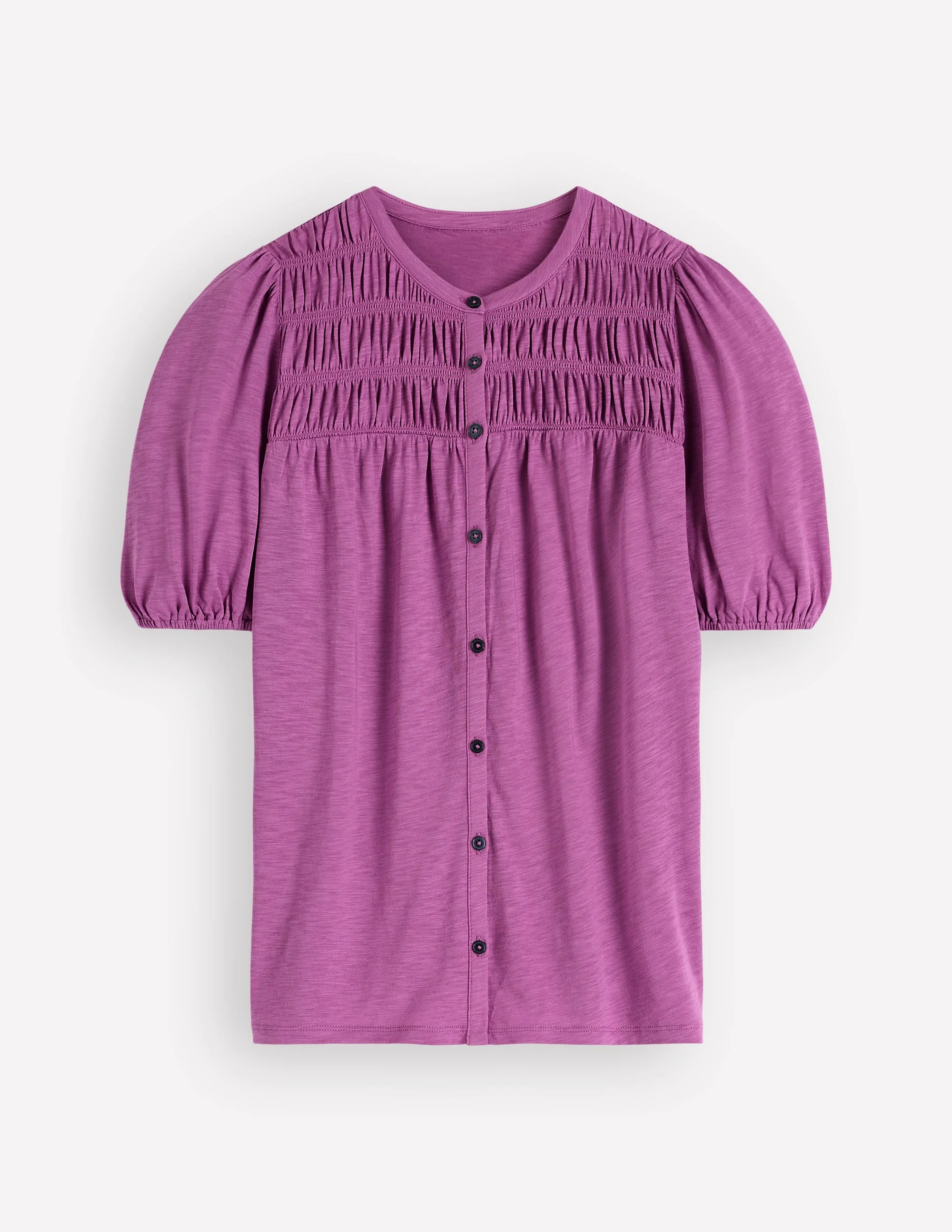 Mya Short Sleeve Smocked Shirt-Clover Purple - 1